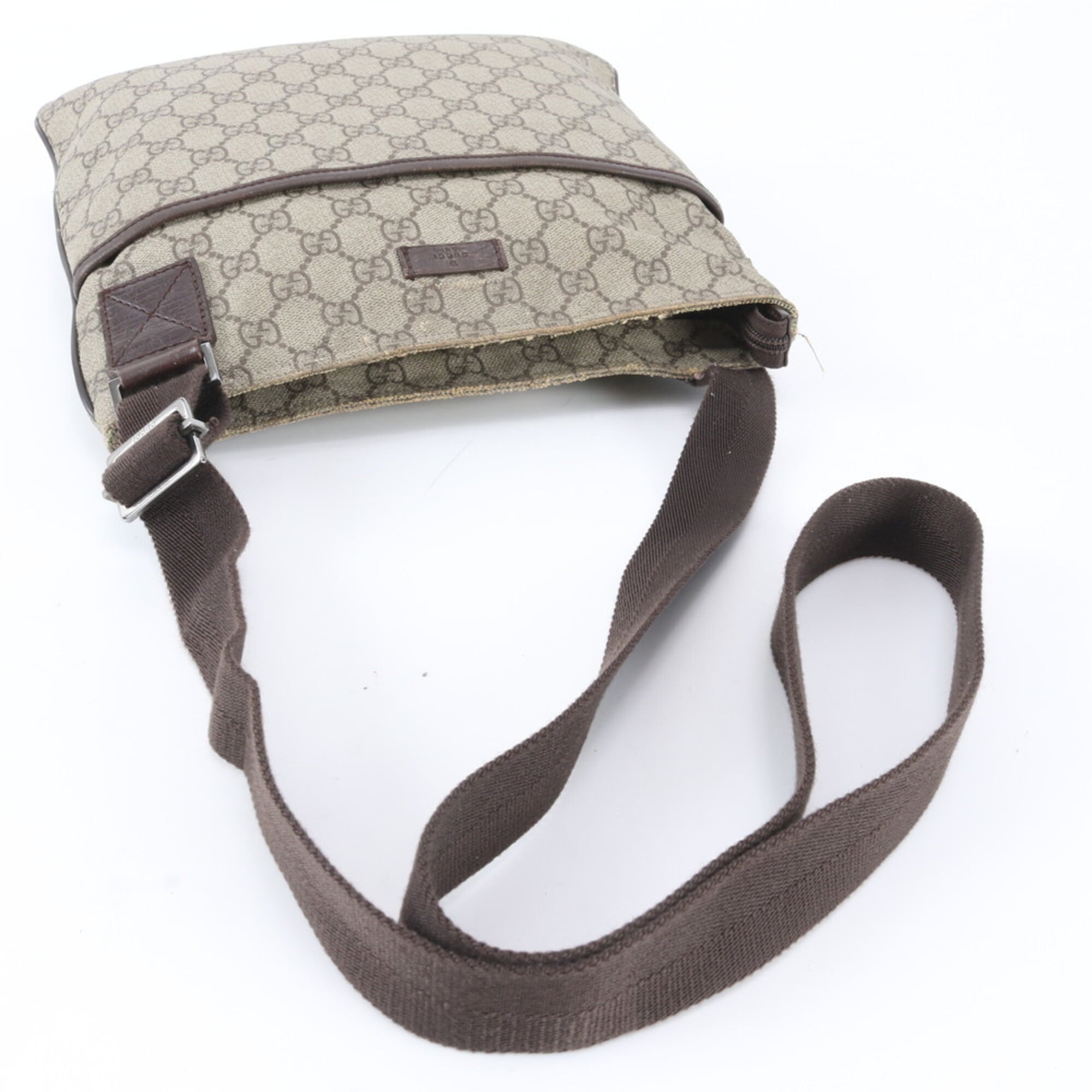 Gucci Brown Leather Coated Canvas Shoulder Bag Tote Bag (Pre-Owned)