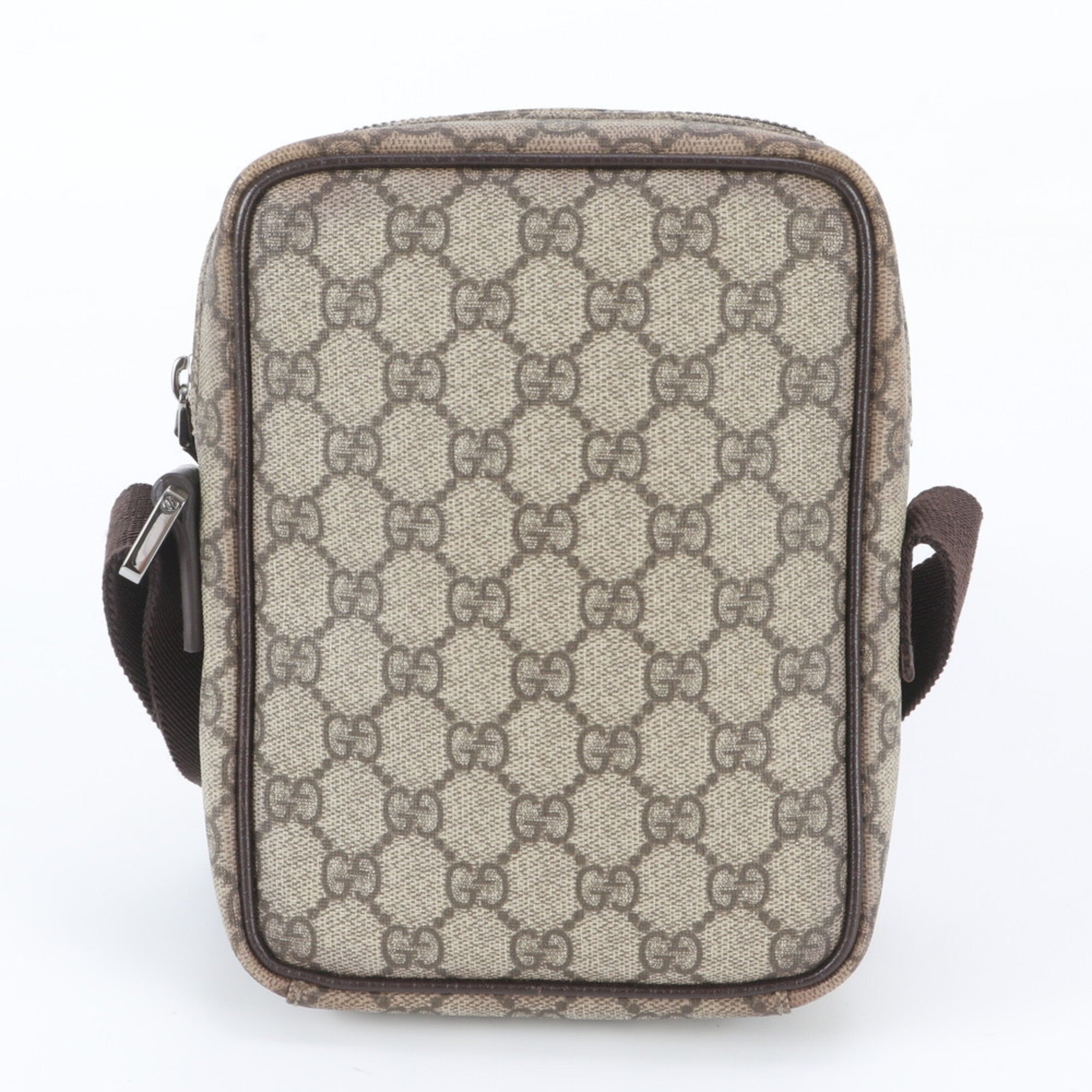 Gucci Brown Leather Coated Canvas Messenger Bag Shoulder Bag (Pre-Owned)