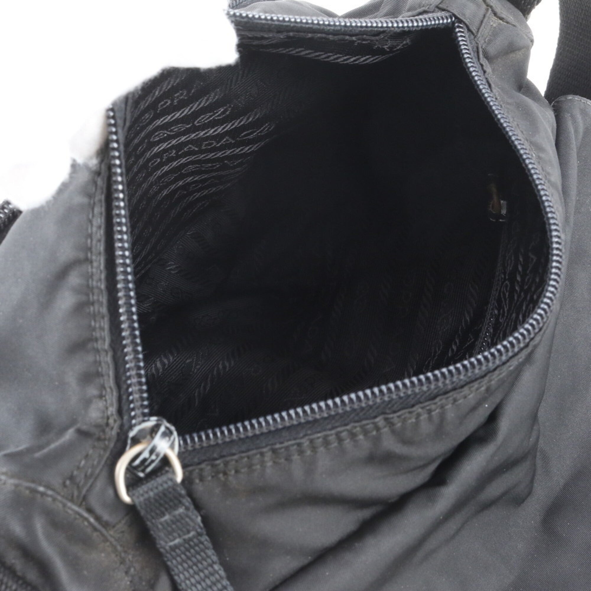 Prada Black Nylon Leather Messenger Bag Shoulder Bag (Pre-Owned)
