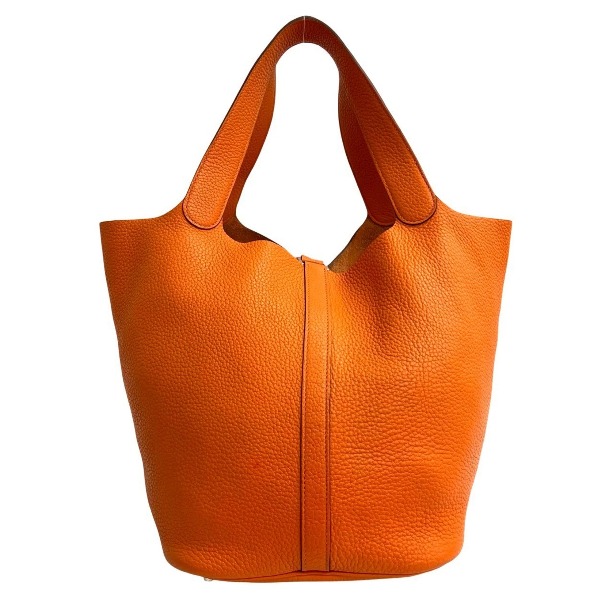 Hermes Orange Taurillon Clemence Leather Handbag Tote Bag (Pre-Owned)
