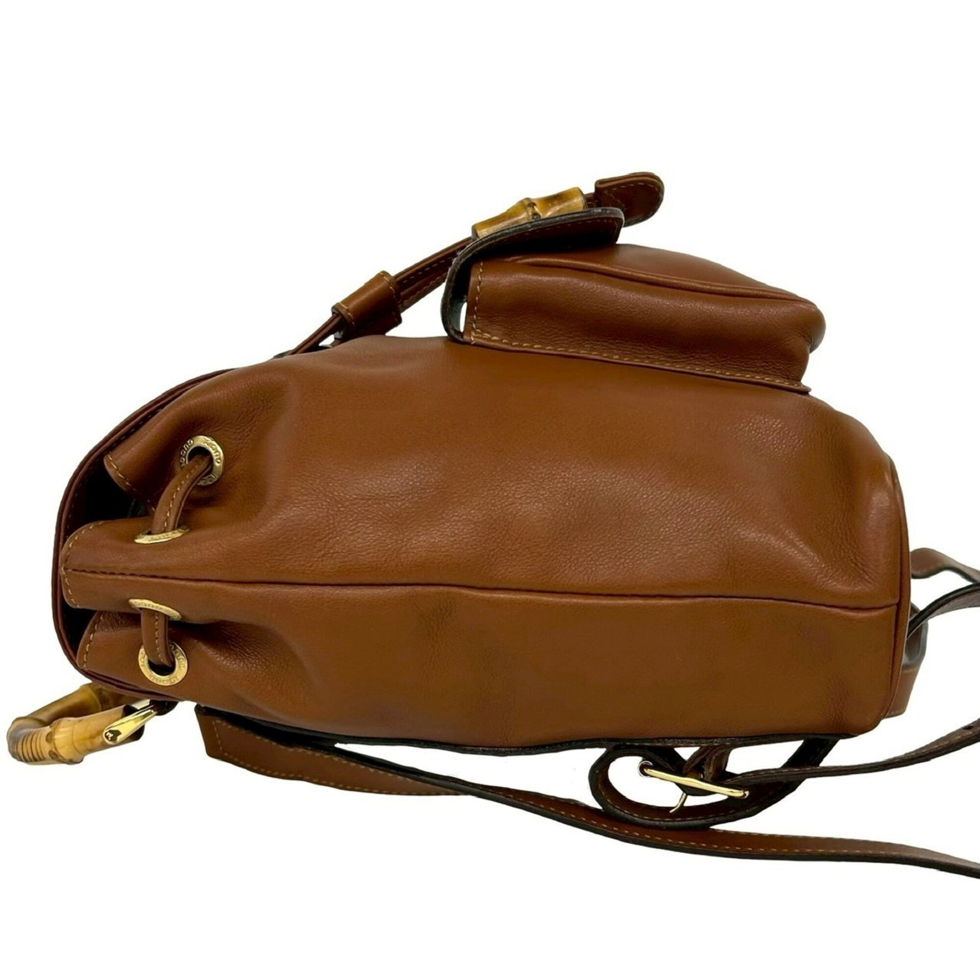 Gucci Brown Leather Bamboo Backpack (Pre-Owned)
