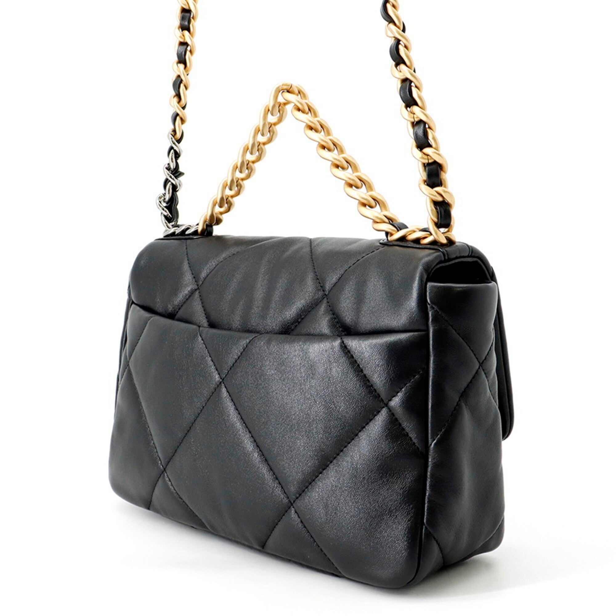 Chanel Matelasse Black Leather Handbag Shoulder Bag (Pre-Owned)