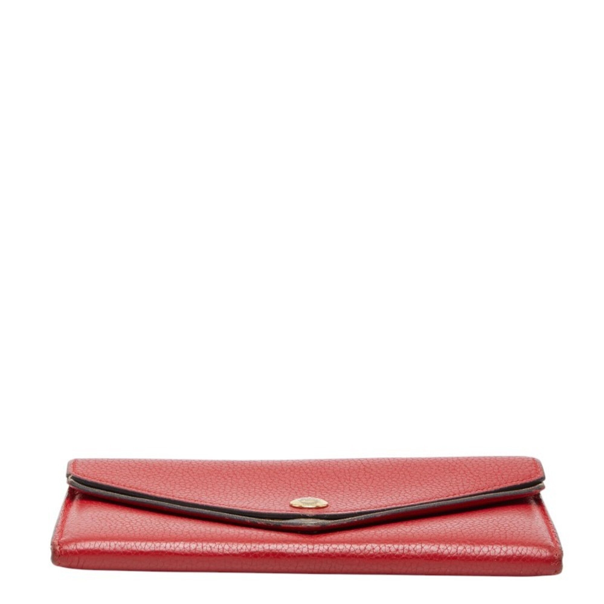 Louis Vuitton Red Brown Leather Pvc Long Wallet (Bi-Fold) (Pre-Owned)