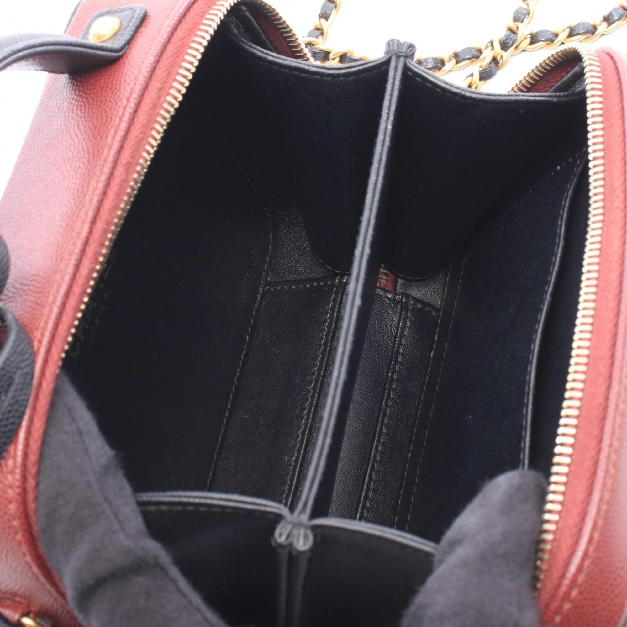 Chanel Black Bordeaux Grained Calfskin Shoulder Bag Vanity Bag (Pre-Owned)