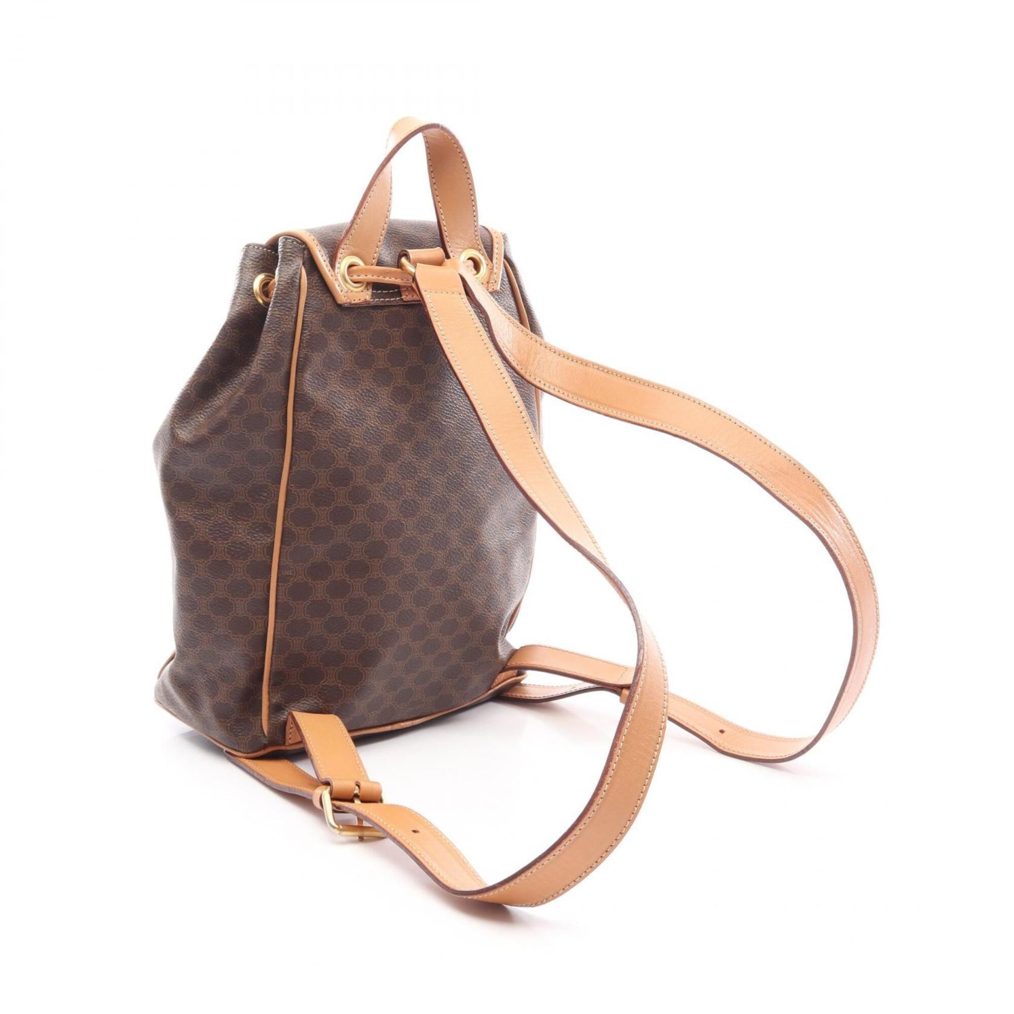 Celine Beige Brown Coated Canvas Leather Backpack Handbag (Pre-Owned)