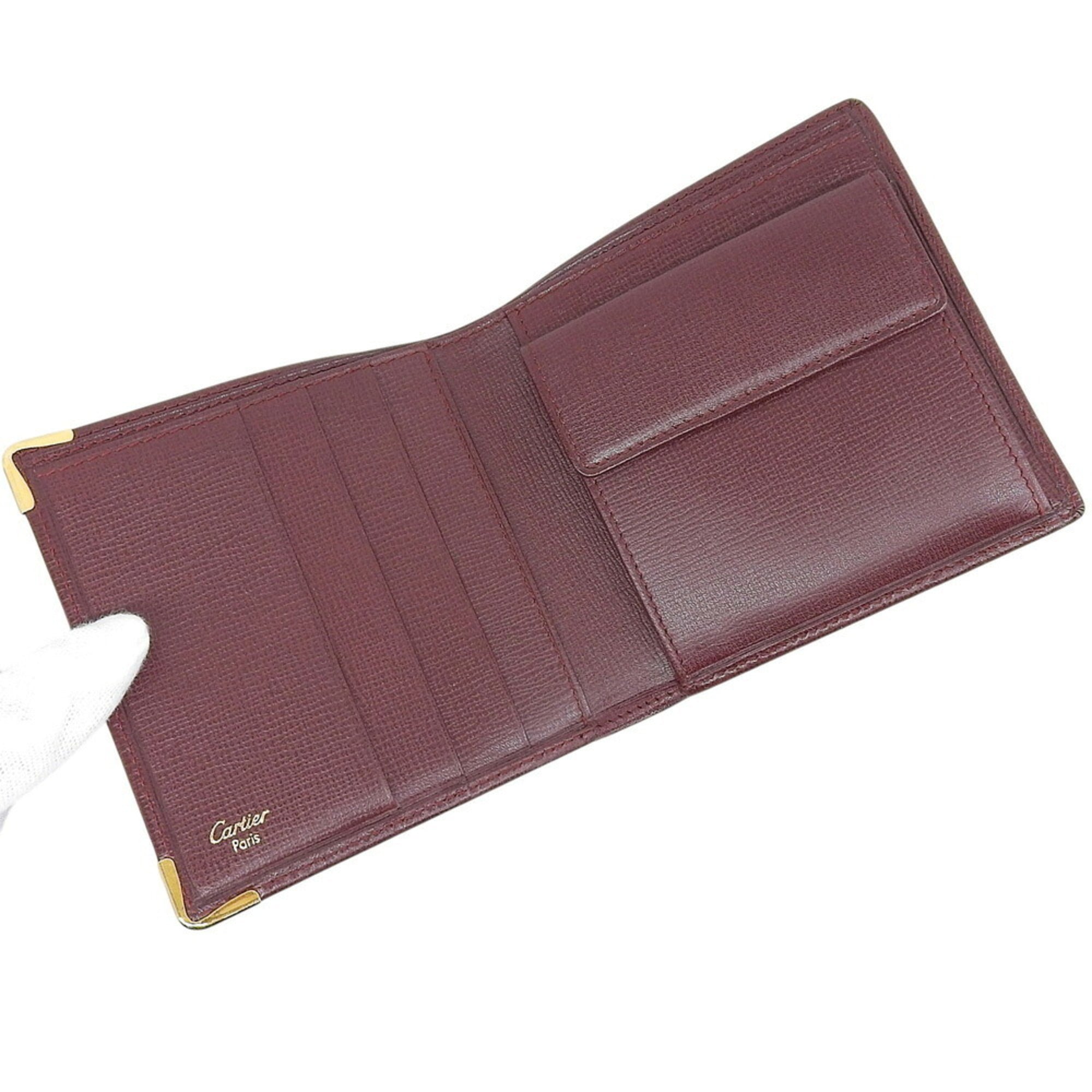 Cartier Bordeaux Leather Wallet (Bi-Fold) (Pre-Owned)