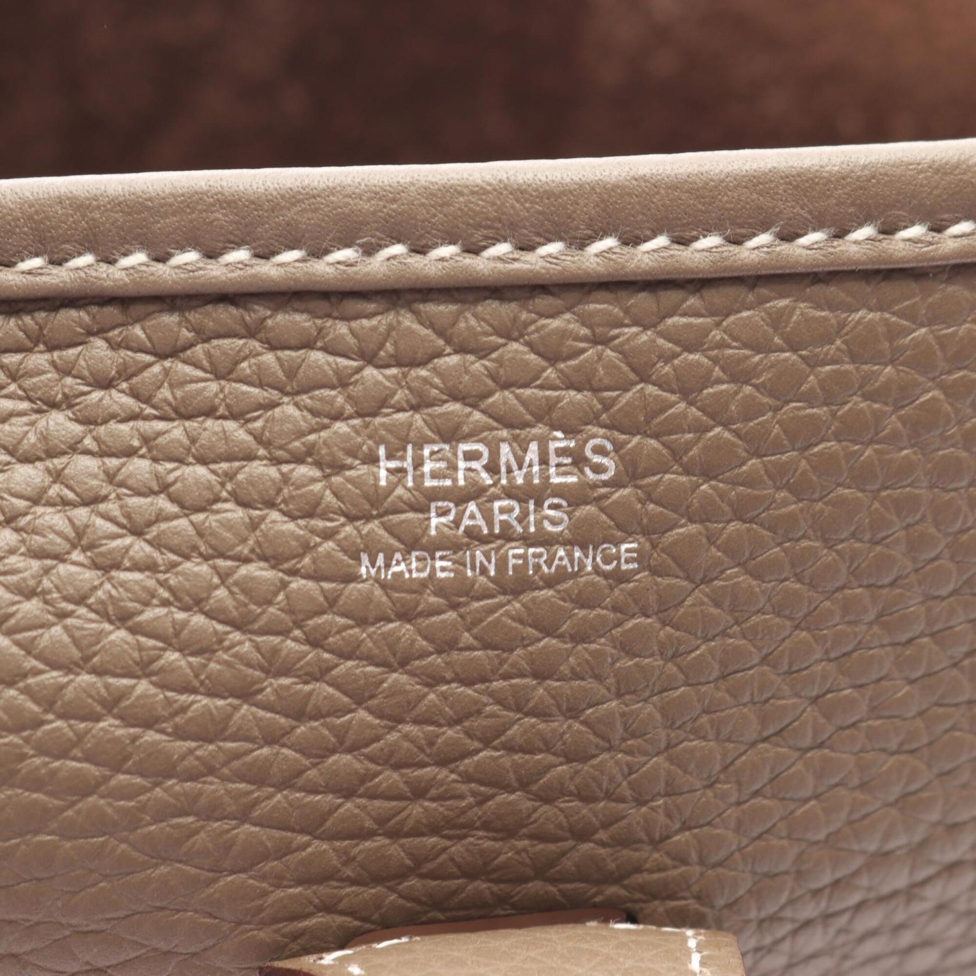 Hermes Etoupe Gray Gray Taurillon Clemence Leather Shoulder Bag (Pre-Owned)
