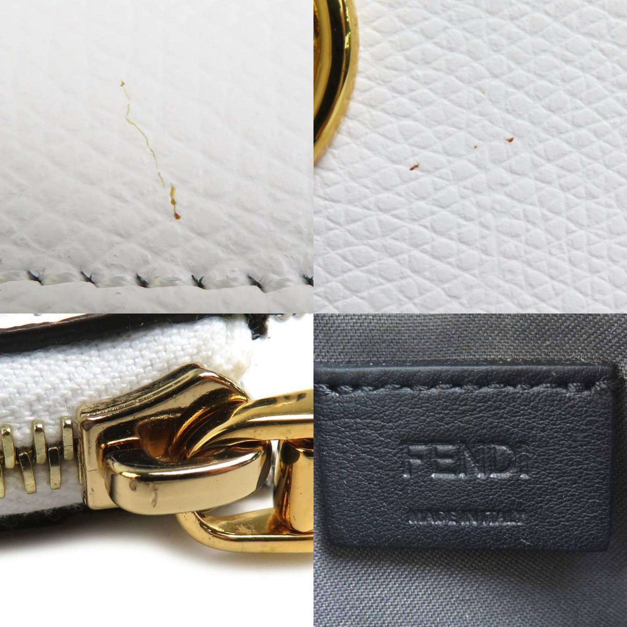 Fendi White Leather Coin Purse/Coin Case (Pre-Owned)
