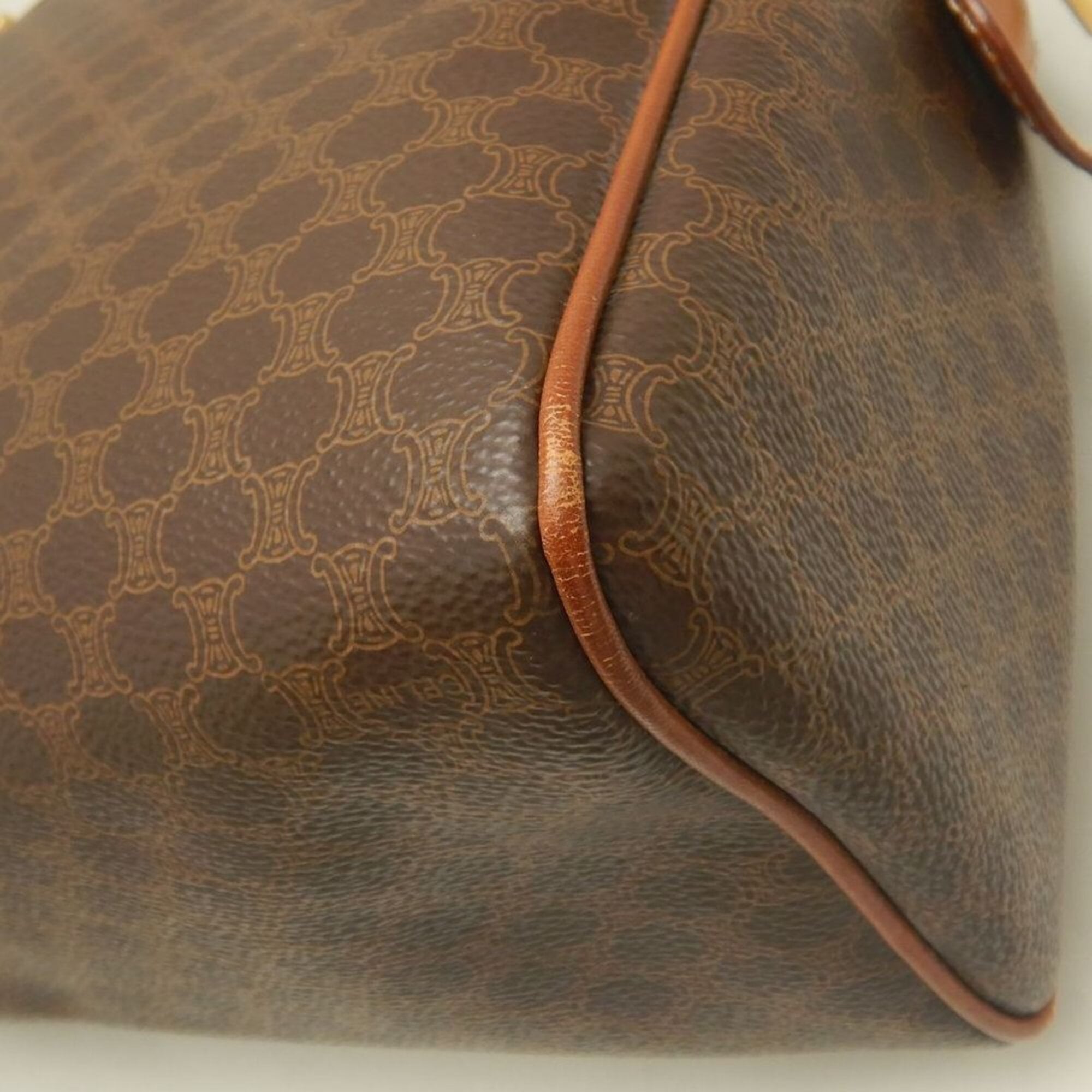 Celine Macadam Brown Coated Canvas Leather Handbag (Pre-Owned)