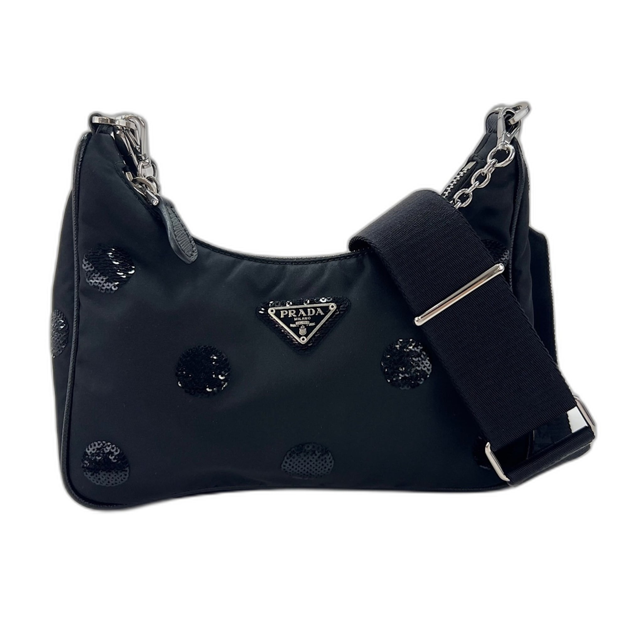 Prada Black Spangles Handbag Shoulder Bag (Pre-Owned)