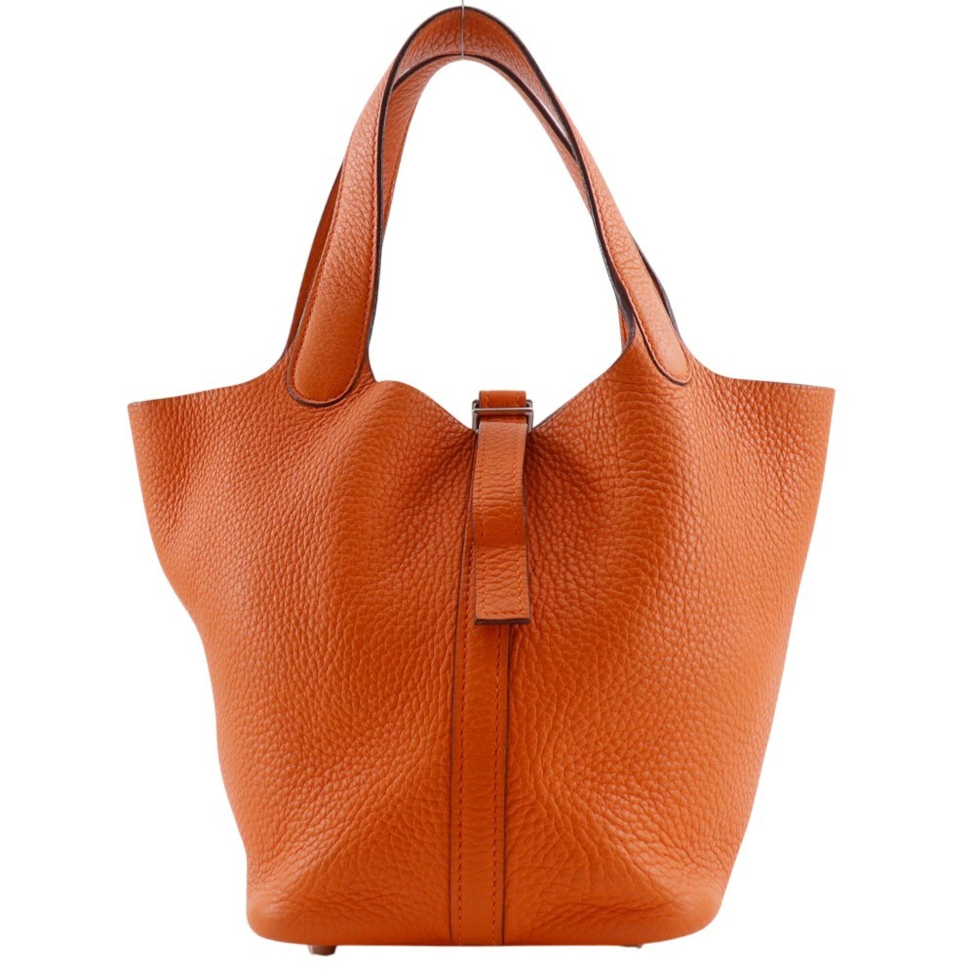 Hermes Orange Taurillon Clemence Leather Handbag (Pre-Owned)