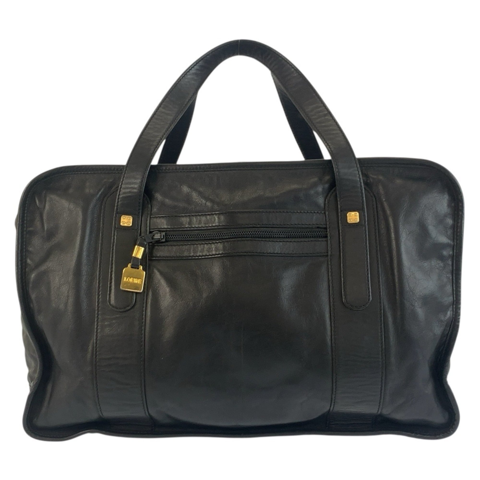 Loewe Black Leather Boston Bag Handbag (Pre-Owned)