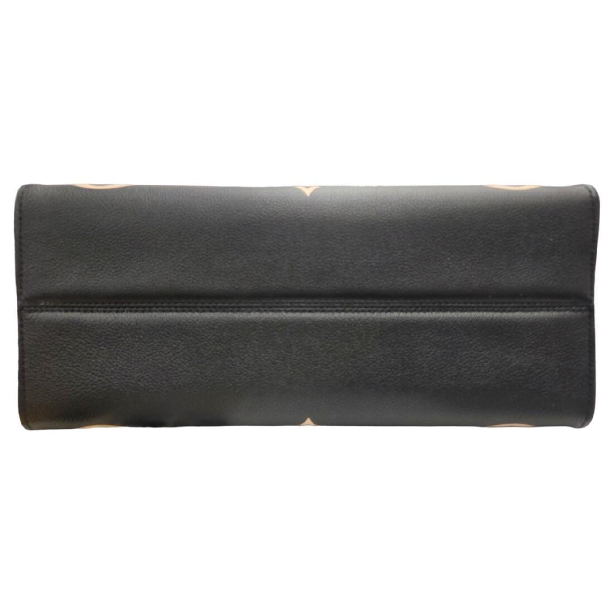 Louis Vuitton Beige Black Leather Handbag Tote Bag (Pre-Owned)