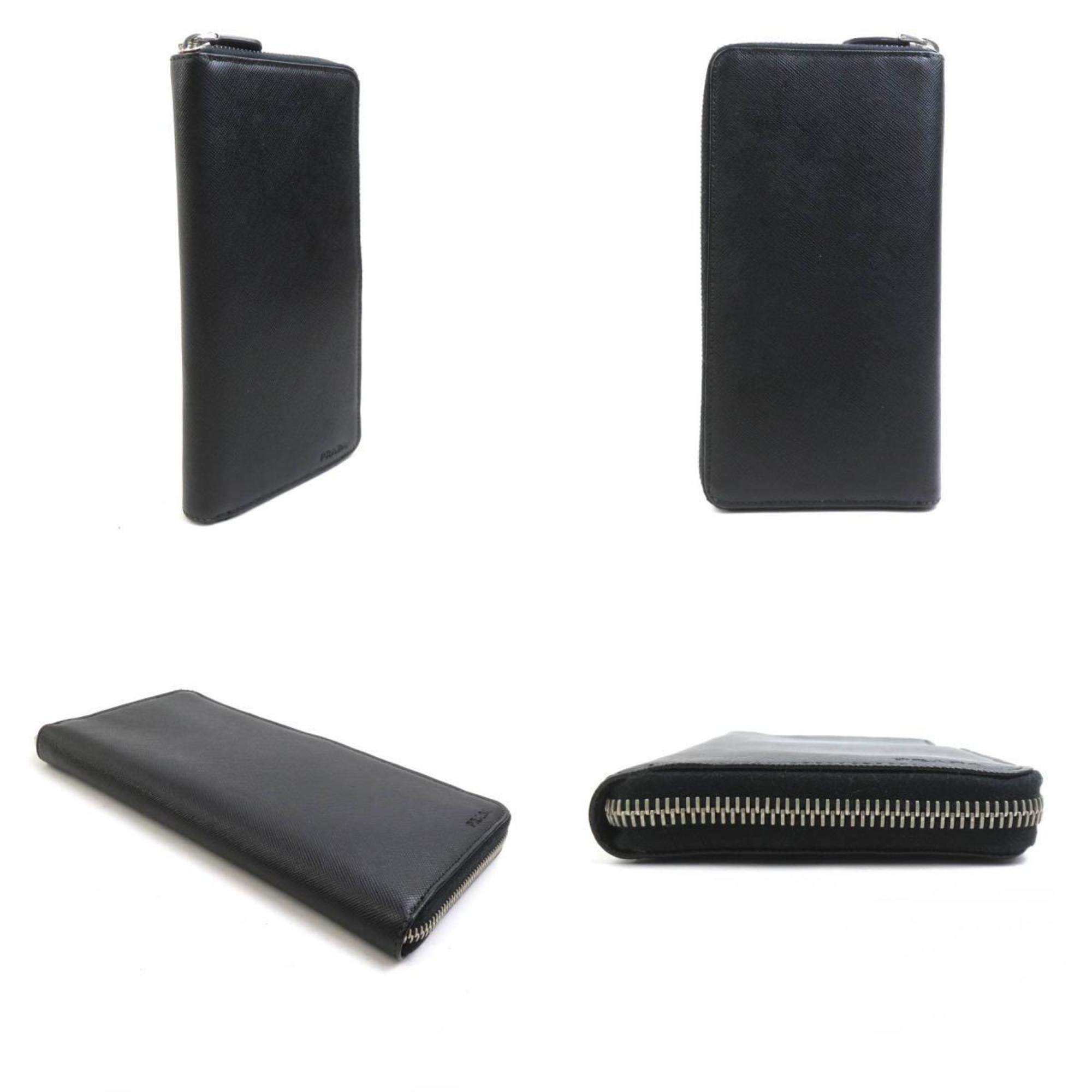 Prada Black Leather Long Wallet (Bi-Fold) (Pre-Owned)