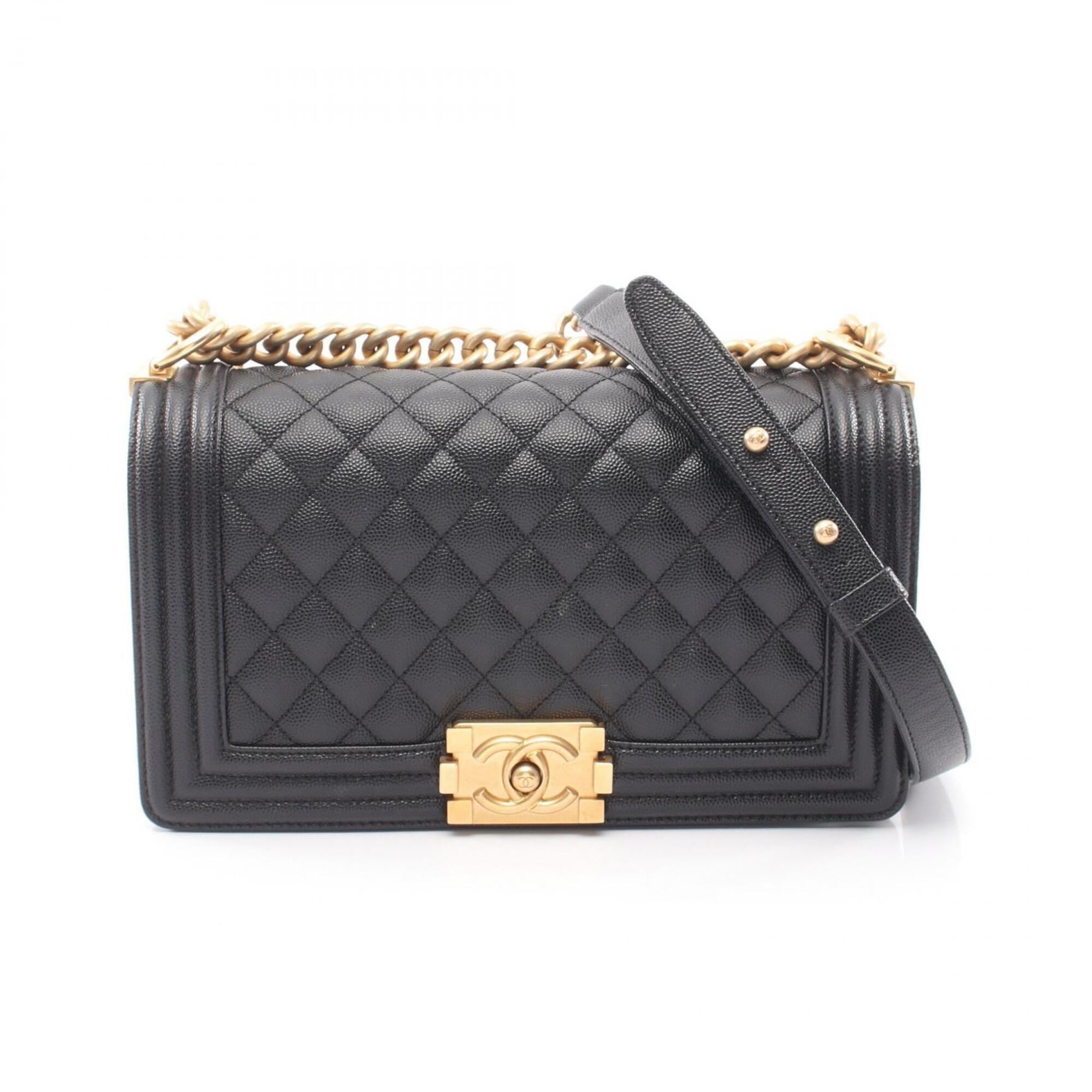 Chanel Black Grained Calfskin Handbag Shoulder Bag (Pre-Owned)