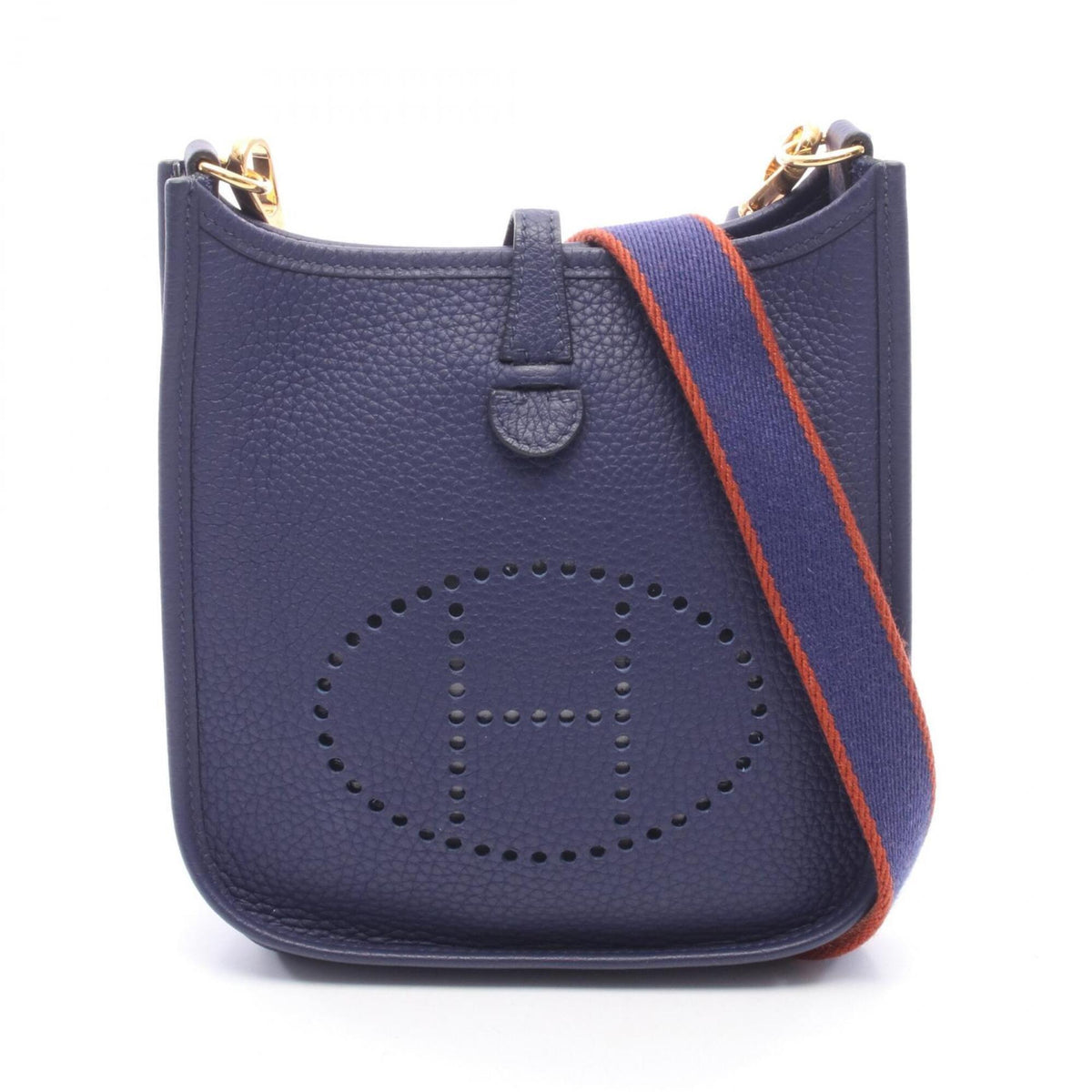 Hermes Iris Navy Taurillon Clemence Leather Handbag Shoulder Bag (Pre-Owned)