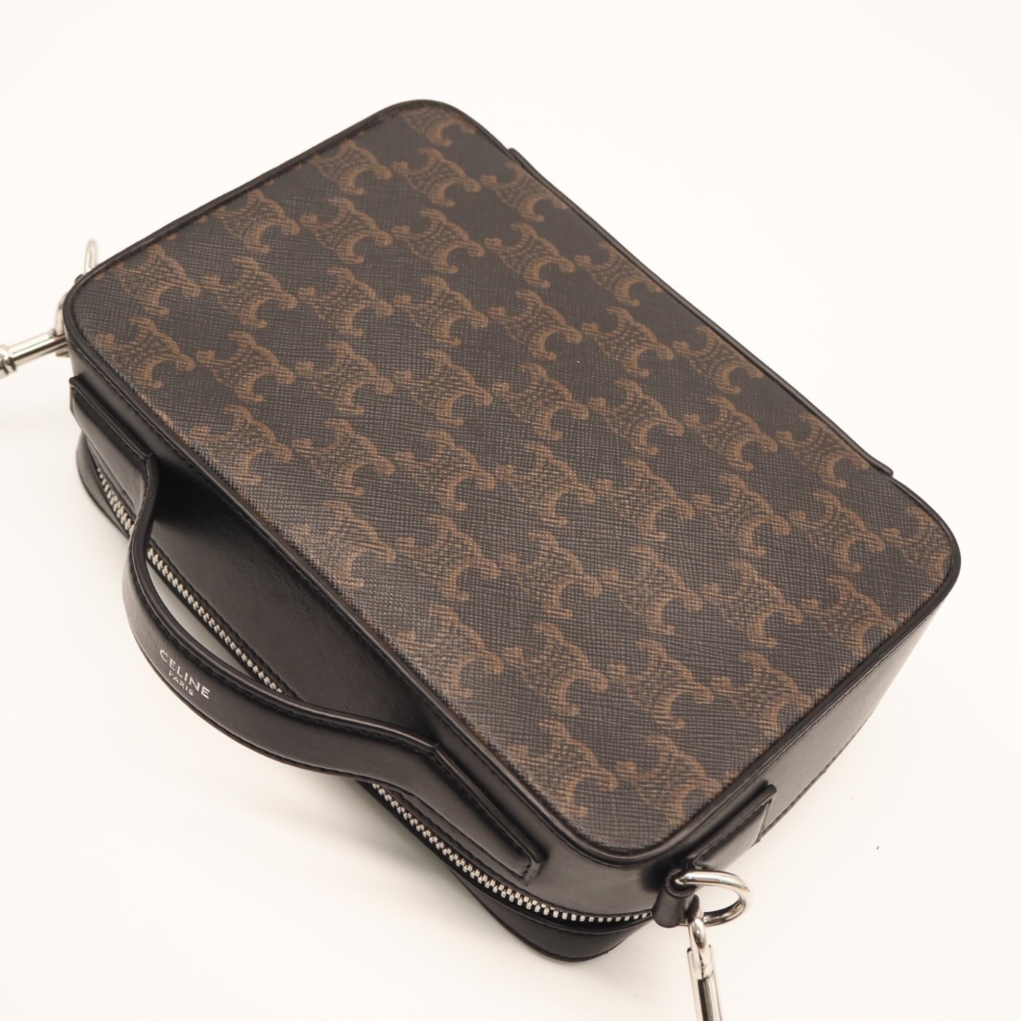 Celine Black Brown Coated Canvas Leather Shoulder Bag (Pre-Owned)