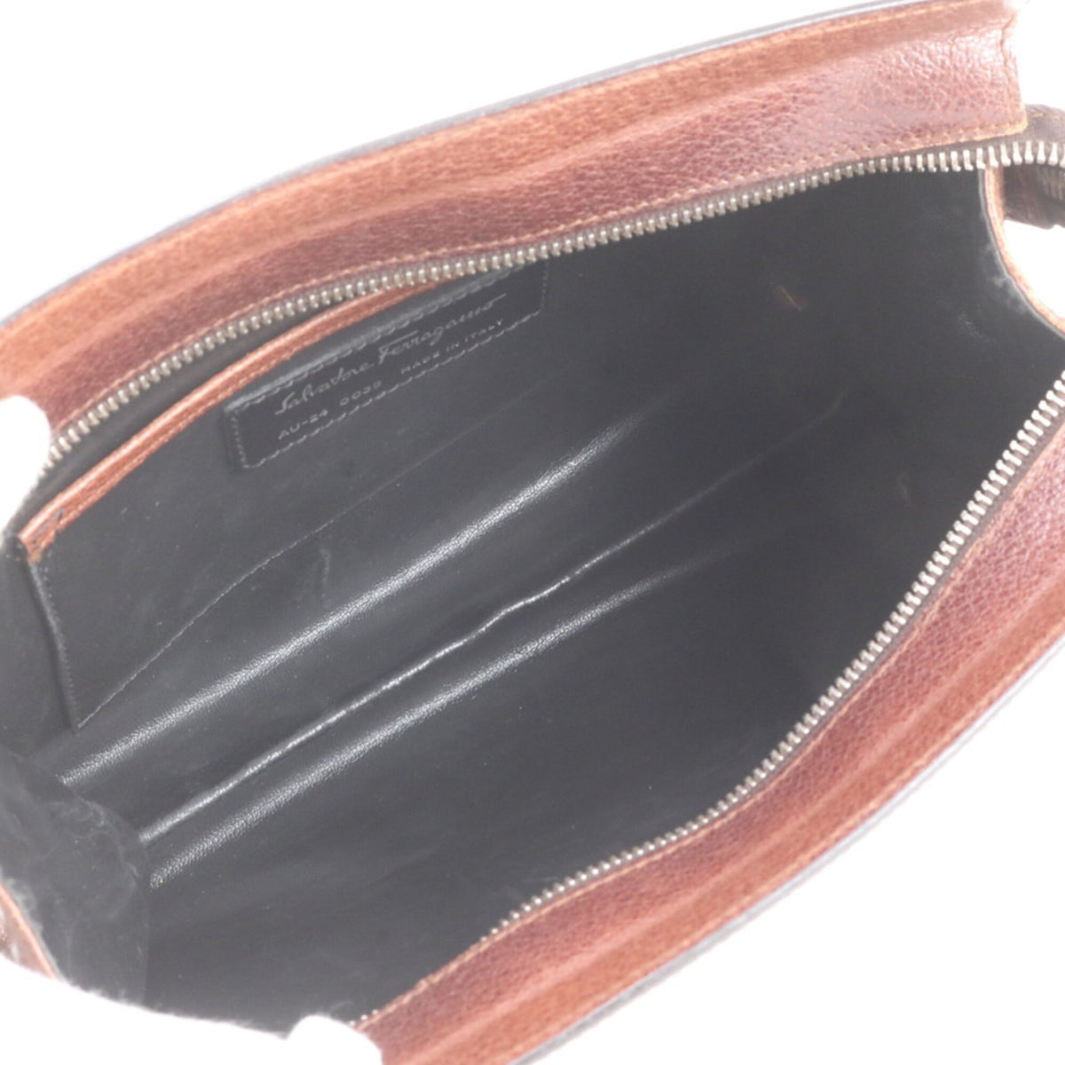 Salvatore Ferragamo Brown Leather Clutch Bag Pouch (Pre-Owned)