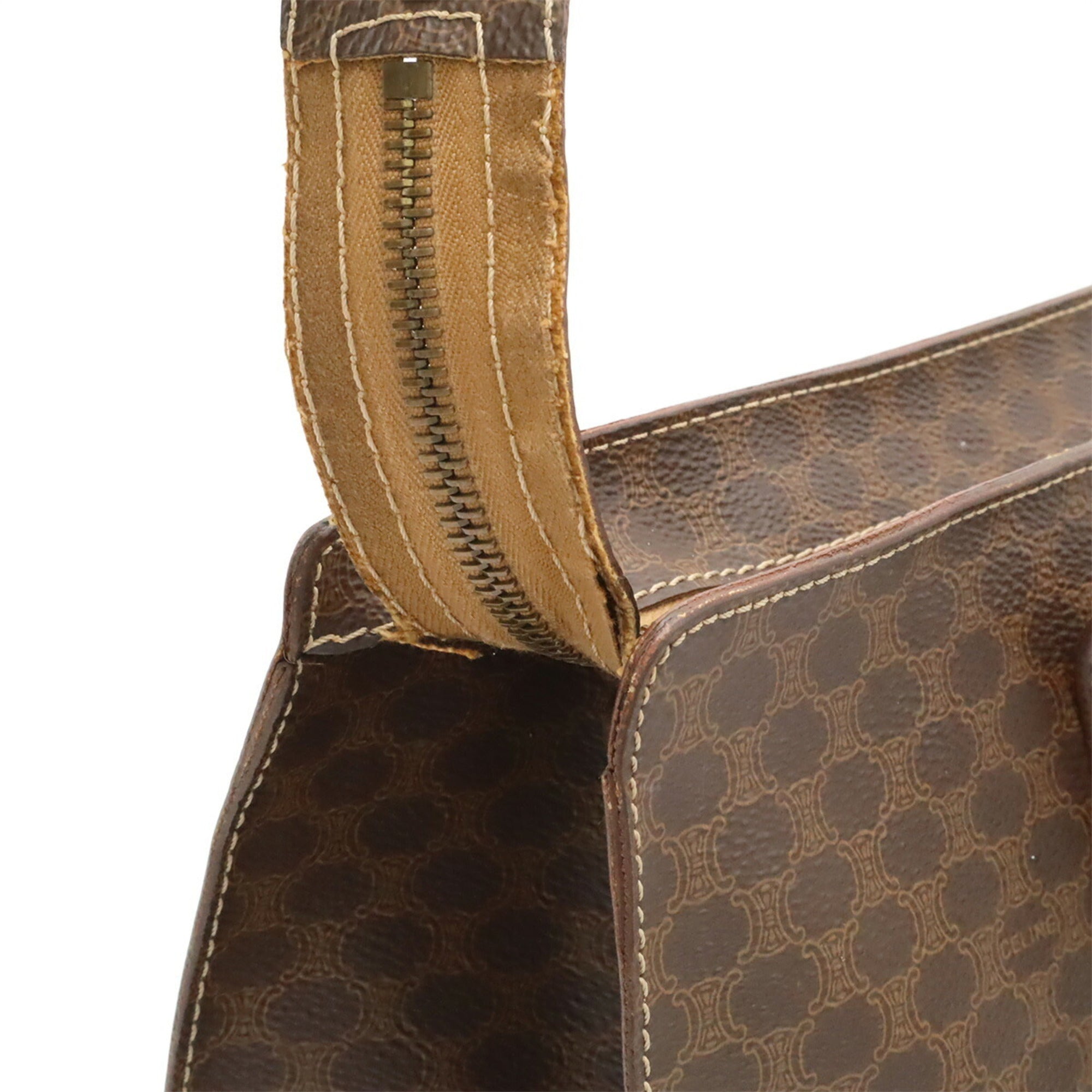 Celine Dark Brown Canvas Shoulder Bag Tote Bag (Pre-Owned)