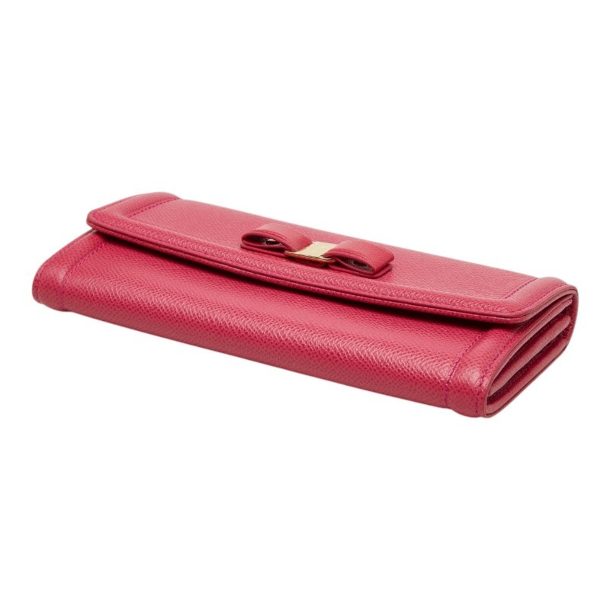 Salvatore Ferragamo Pink Leather Long Wallet (Bi-Fold) (Pre-Owned)