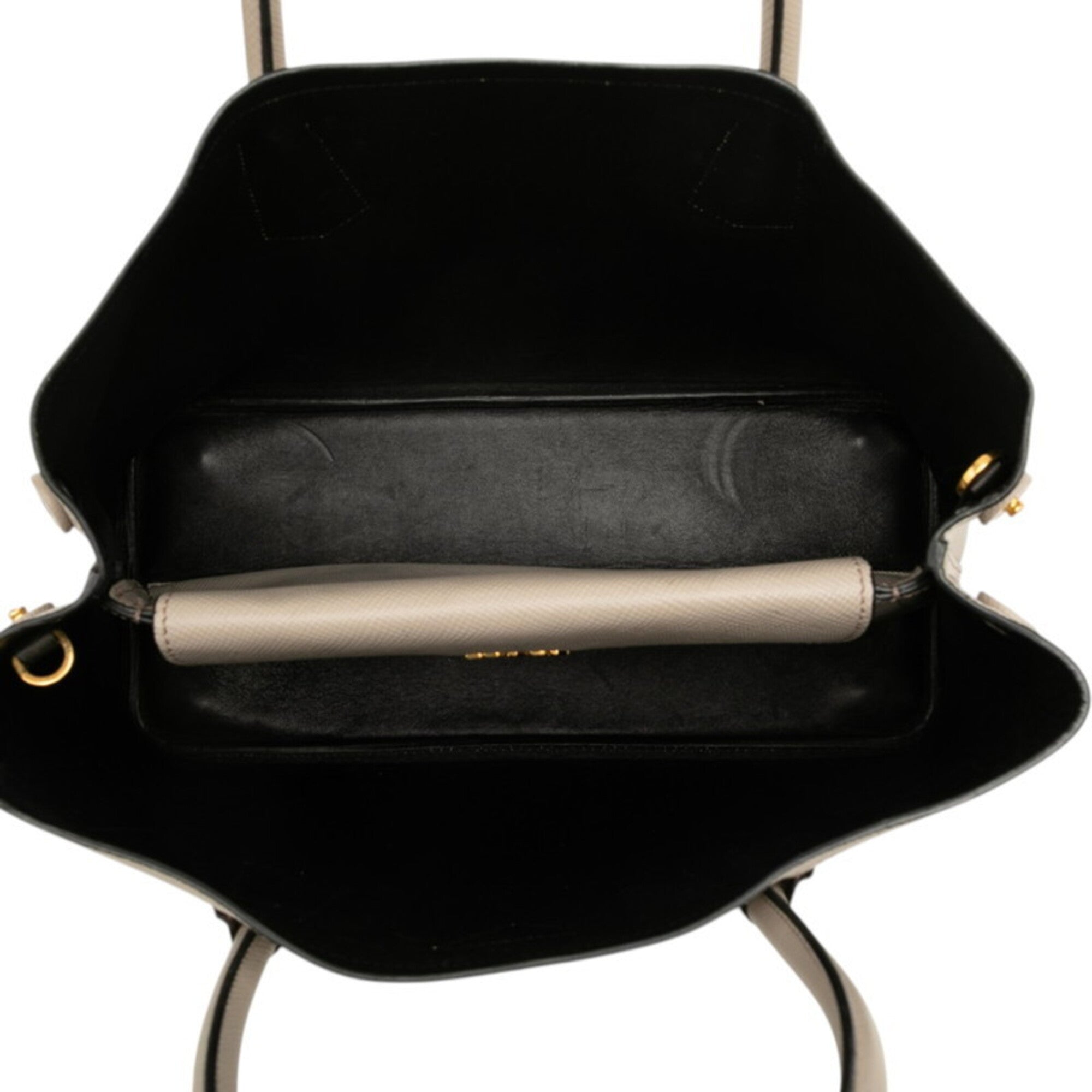 Prada Beige Leather Handbag Shoulder Bag (Pre-Owned)
