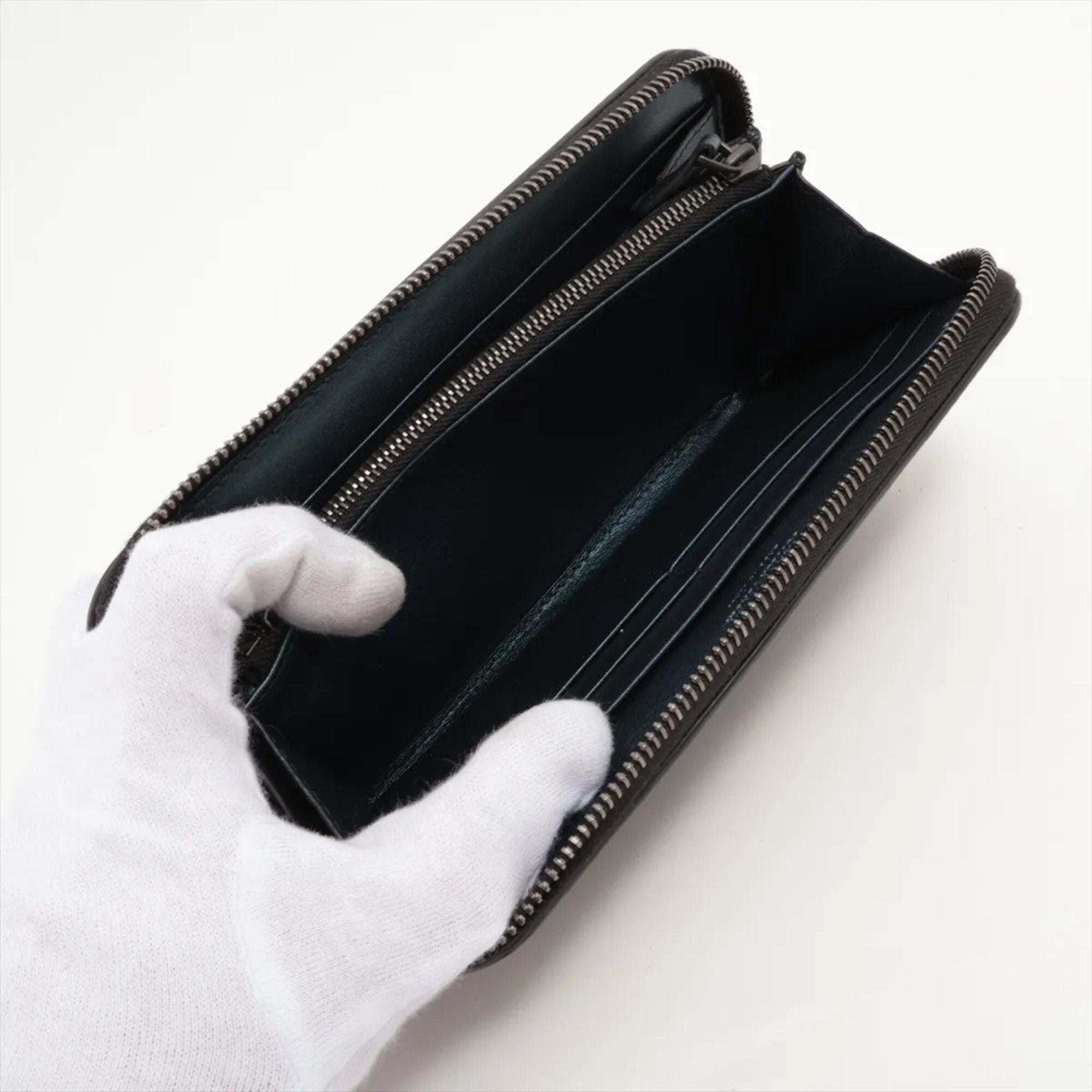 Bottega Veneta Navy Leather Long Wallet (Bi-Fold) (Pre-Owned)