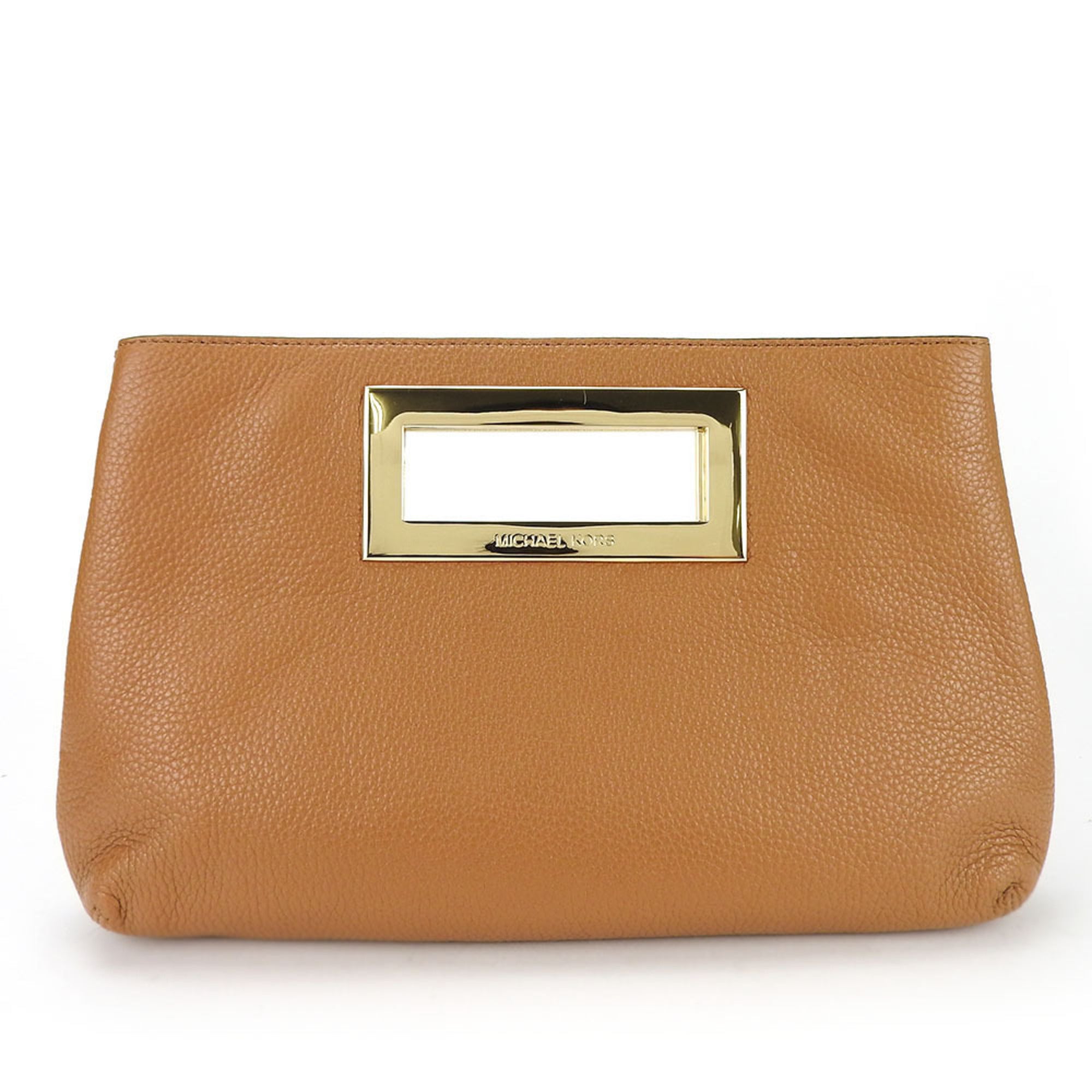 Michael Kors Camel Leather Clutch Bag Handbag (Pre-Owned)