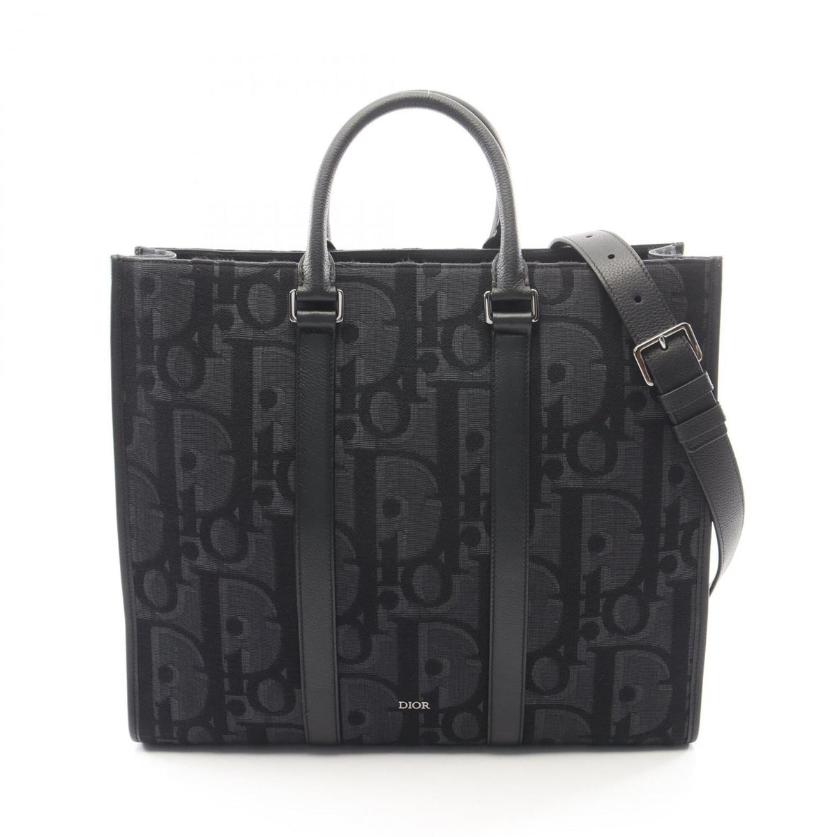 Christian Dior Black Canvas Leather Handbag Tote Bag (Pre-Owned)