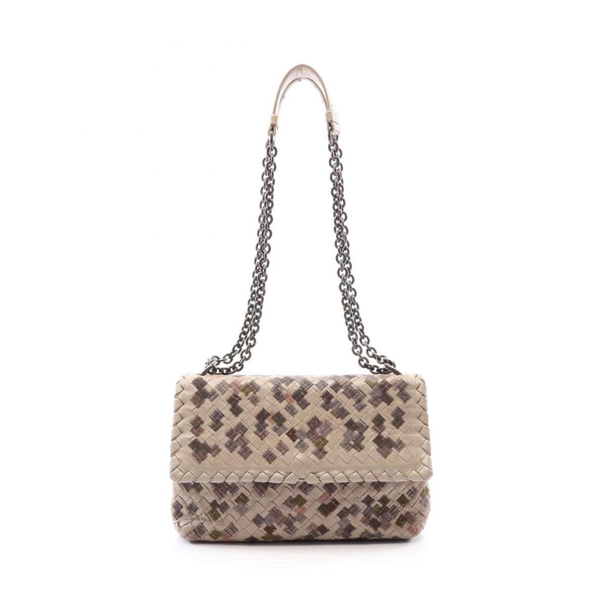 Bottega Veneta Gray Multi-Color Leather Handbag Shoulder Bag (Pre-Owned)