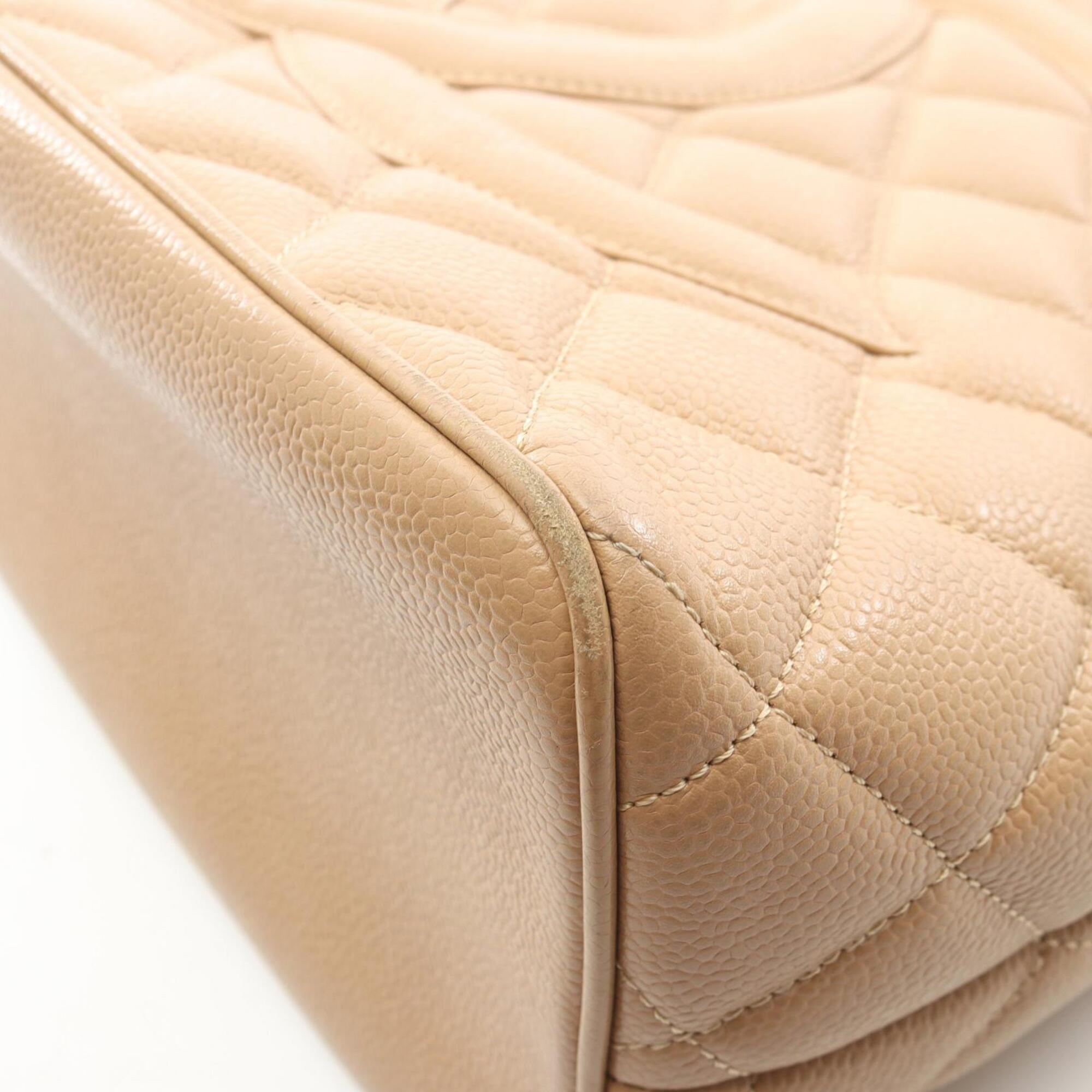 Chanel Beige Grained Calfskin Handbag Tote Bag (Pre-Owned)