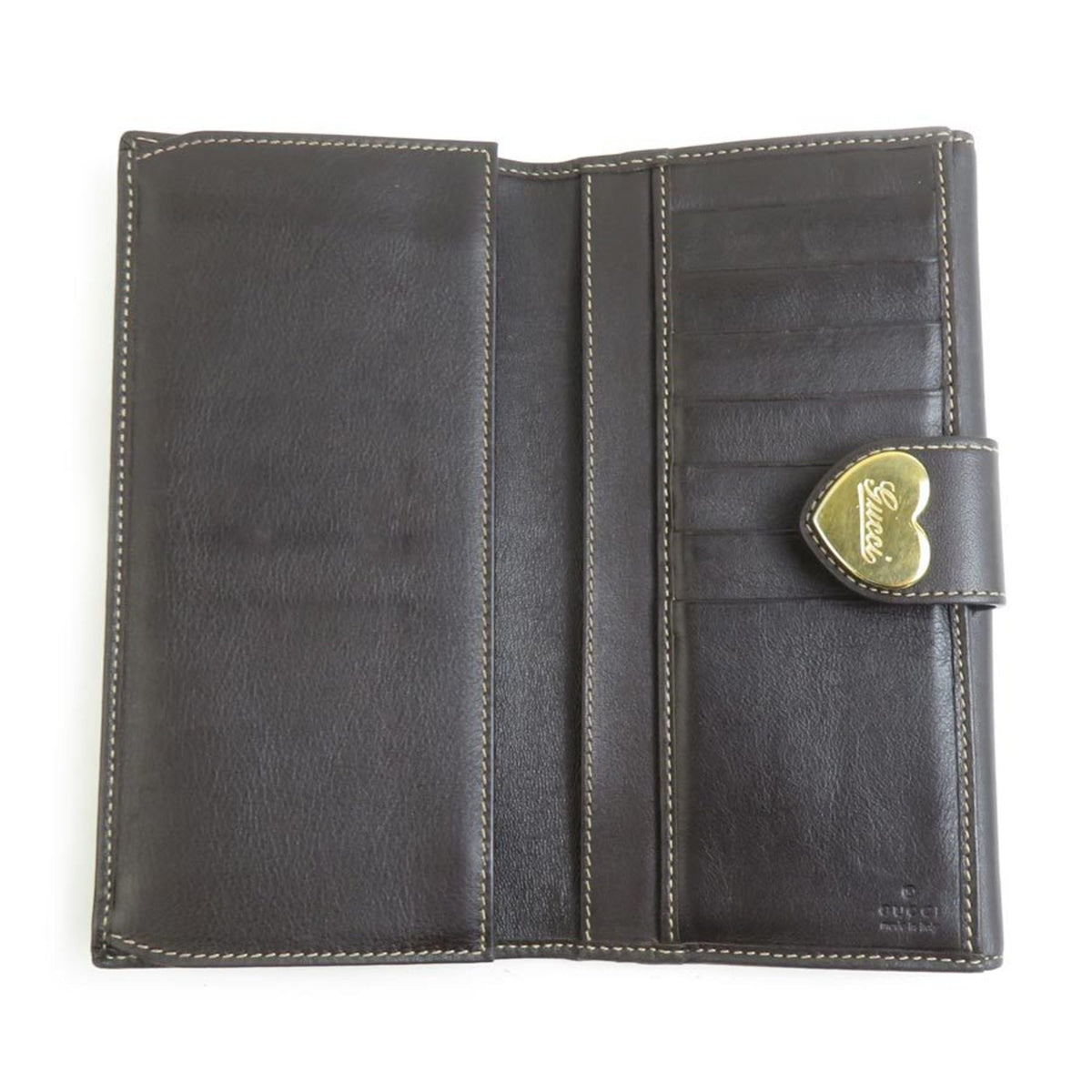 Gucci Brown Gg Canvas Leather Long Wallet (Bi-Fold) (Pre-Owned)