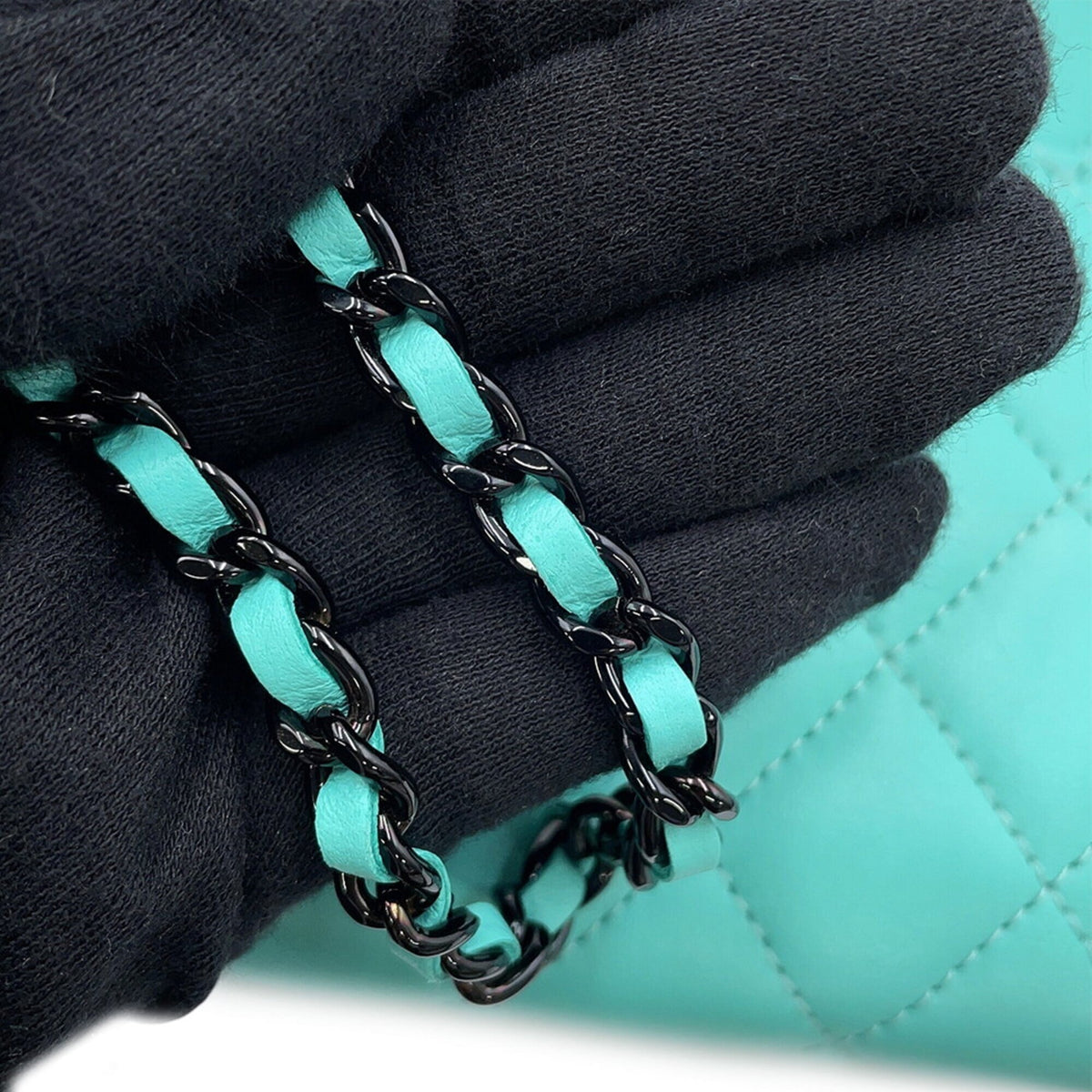 Chanel Black Turquoise Chain/Shoulder Wallet (Pre-Owned)