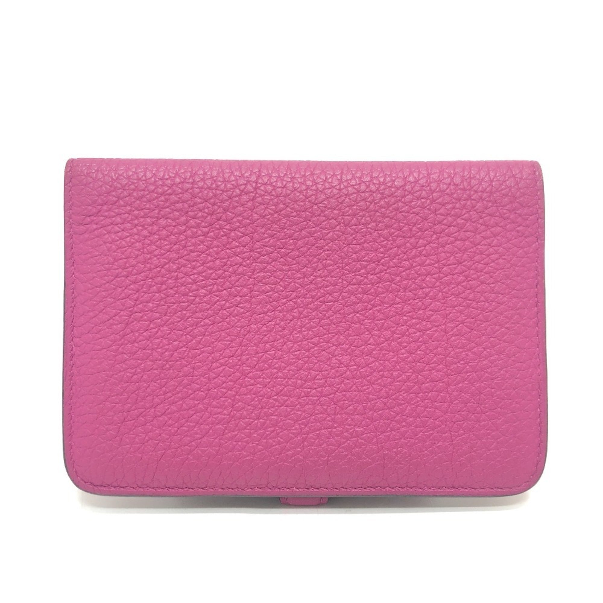 Hermes Rose Purple Taurillon Clemence Leather Card Wallet (Pre-Owned)