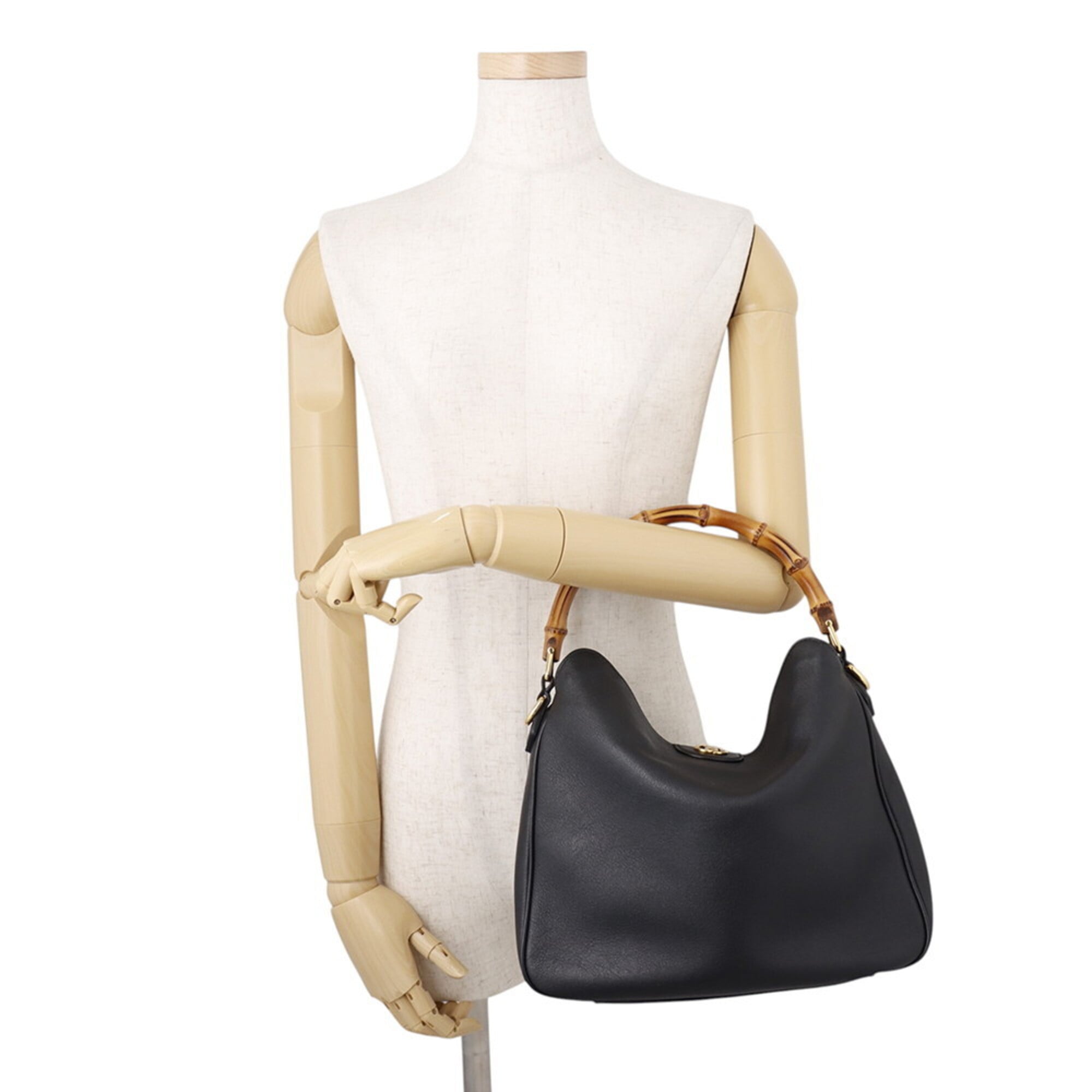 Gucci Black Gray Leather Handbag (Pre-Owned)