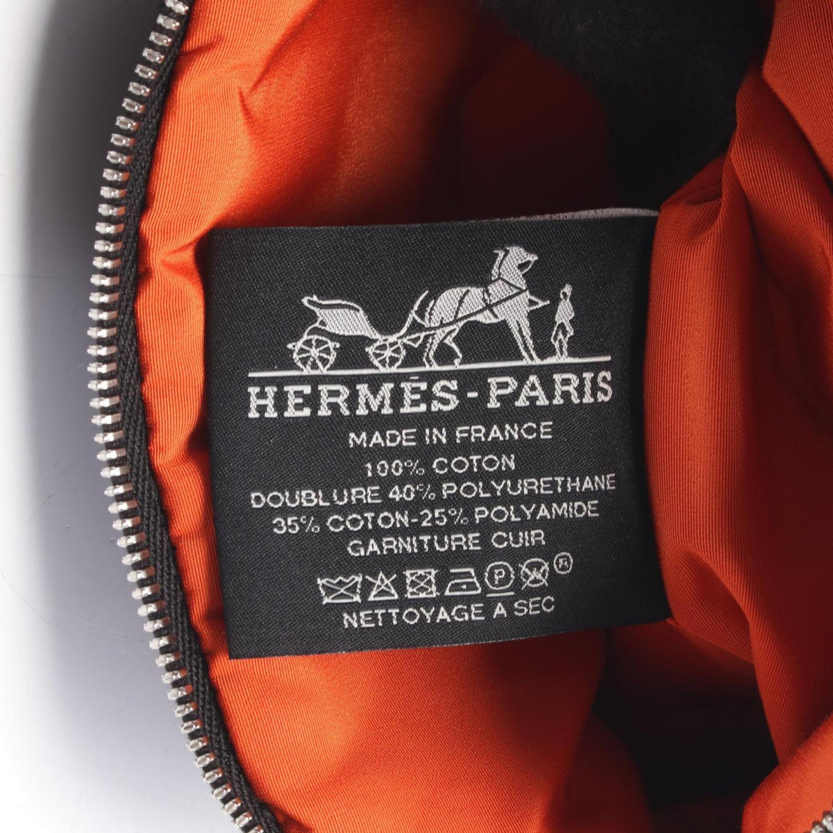Hermes Black Canvas Leather Handbag Pouch (Pre-Owned)