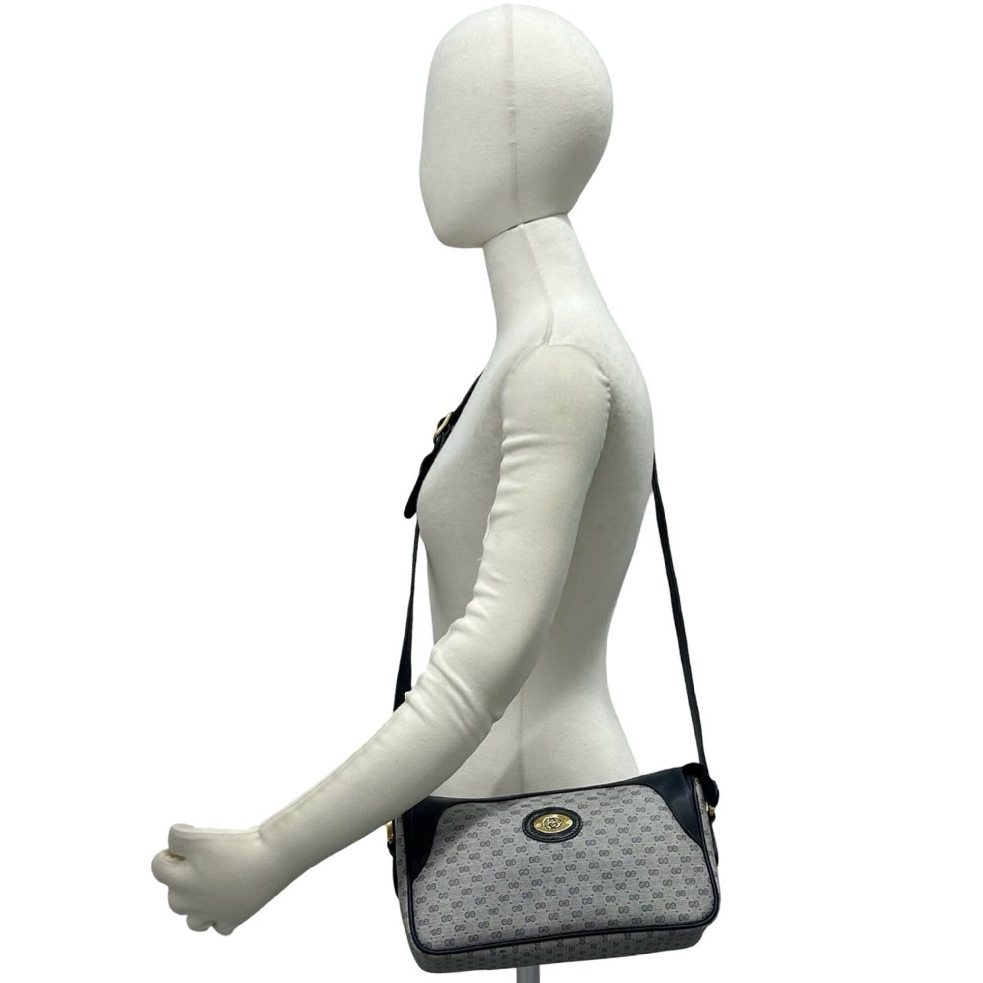 Gucci Navy Leather Pvc Pochette Shoulder Bag (Pre-Owned)