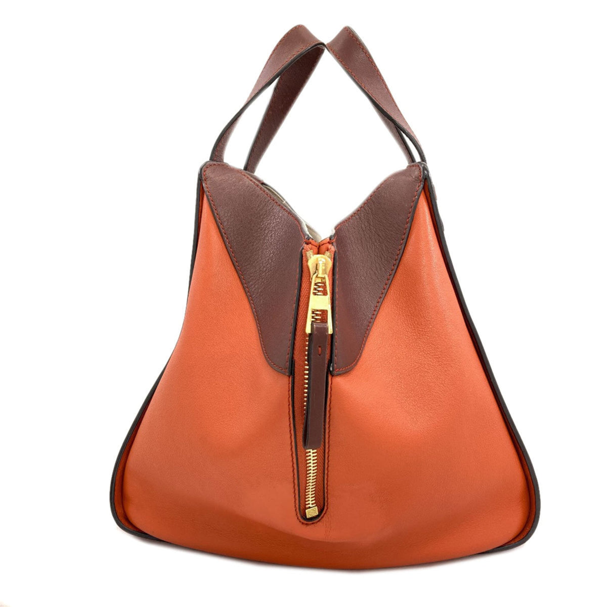 Loewe Brown Orange Leather Handbag (Pre-Owned)