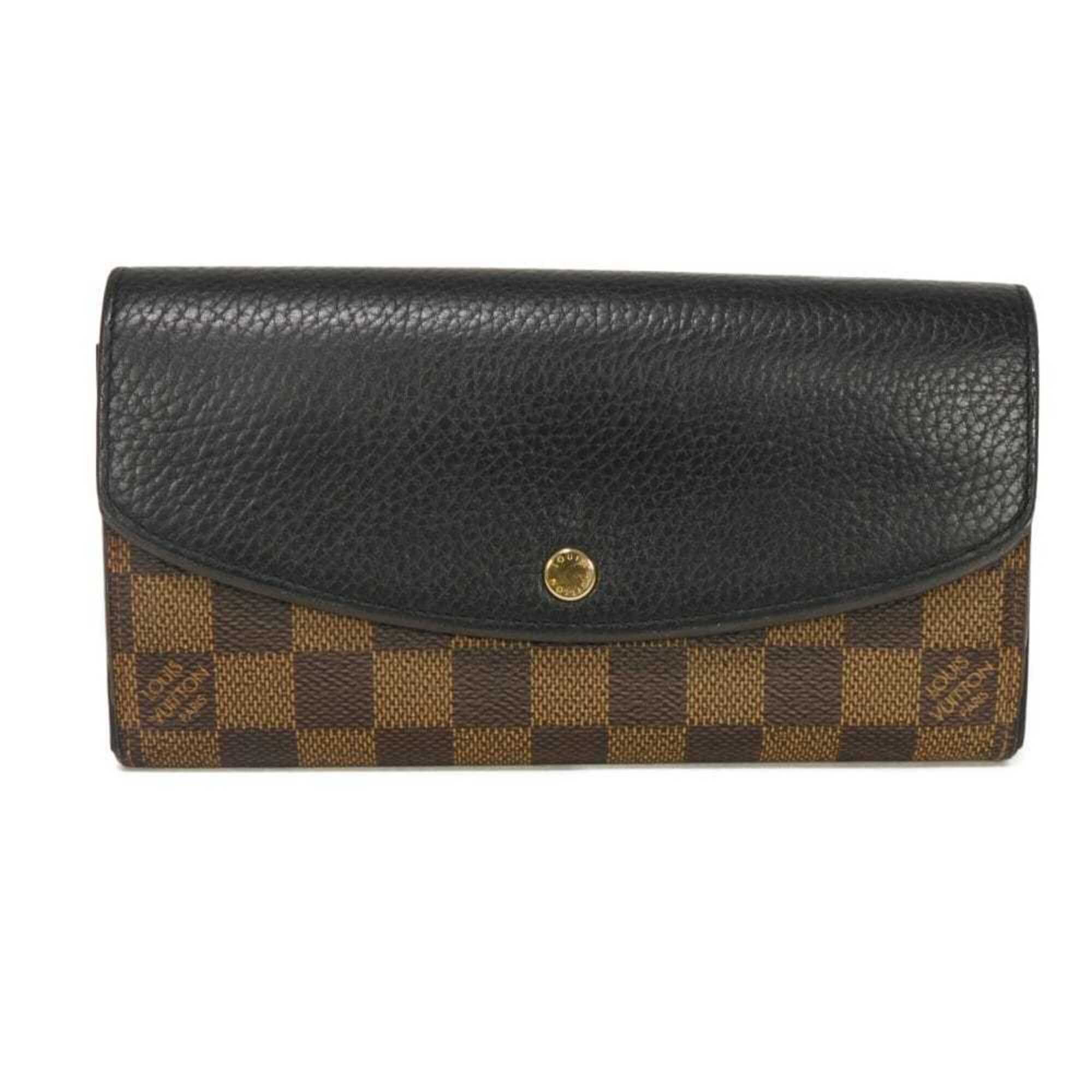 Louis Vuitton Black Brown Damier Canvas Noir Damier Canvas Leather Long Wallet (Bi-Fold) (Pre-Owned)