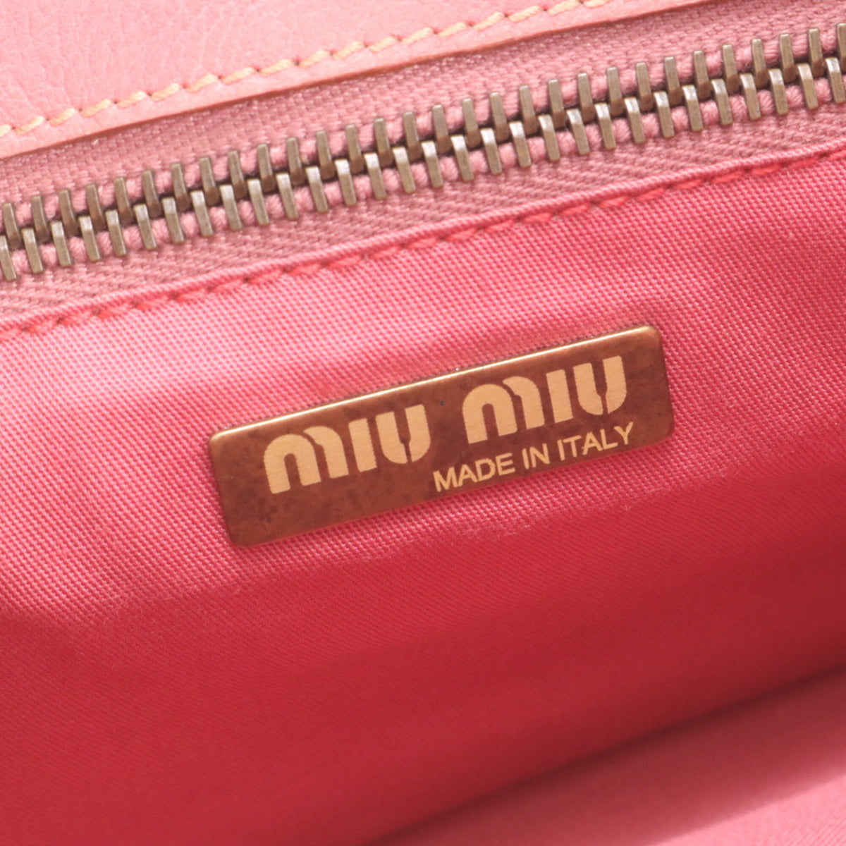 Miu Miu Beige Pink Leather Canvas Handbag Shoulder Bag Tote Bag (Pre-Owned)