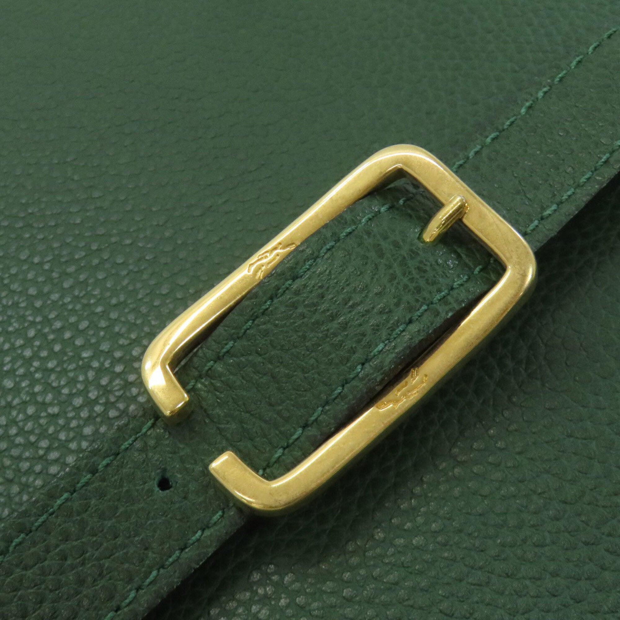 Longchamp Green Leather Pouch Shoulder Bag (Pre-Owned)