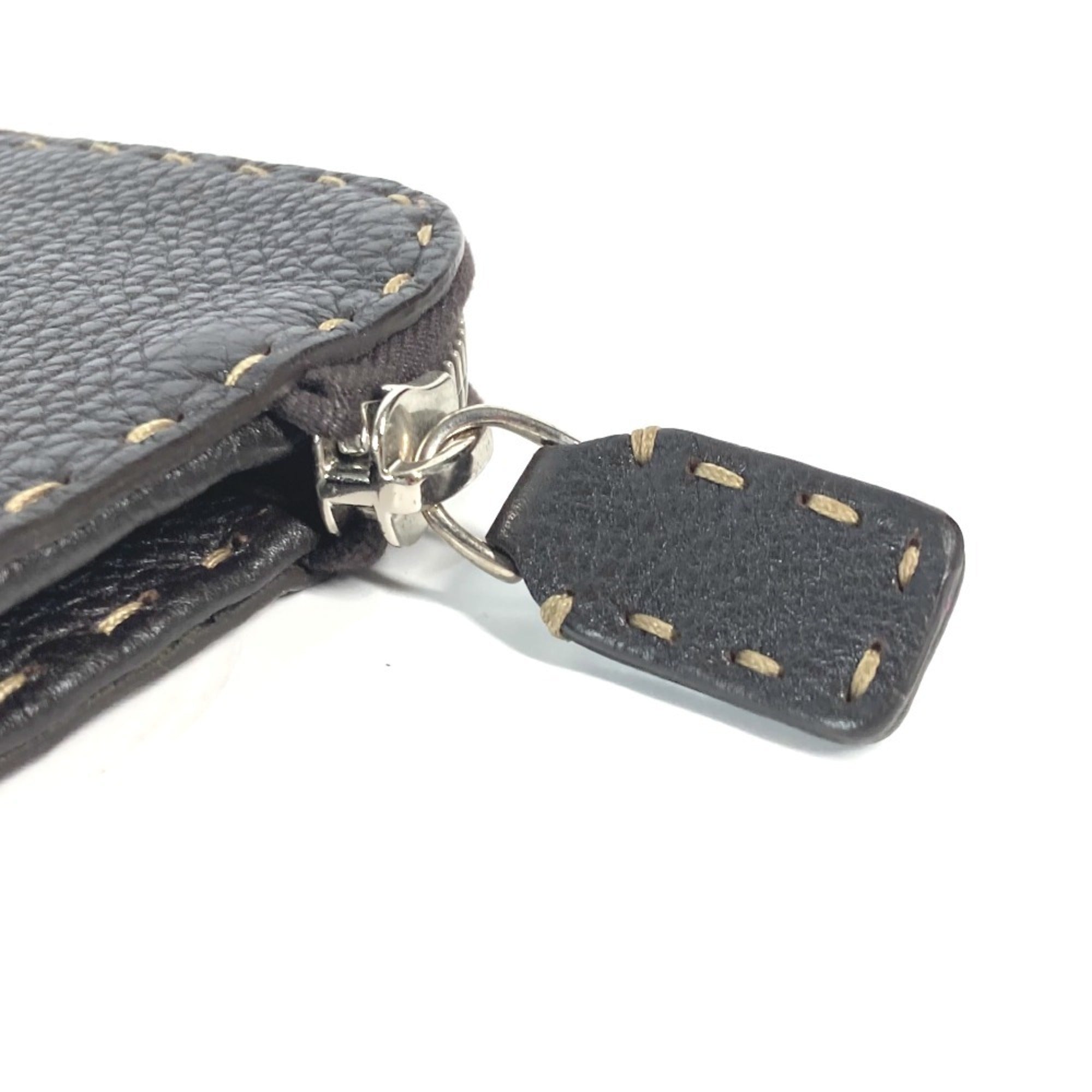 Fendi Dark Brown Leather Clutch Bag Pouch (Pre-Owned)