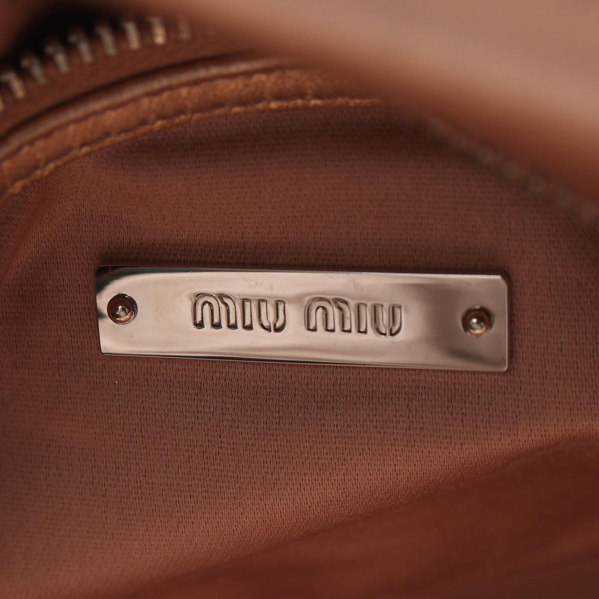 Miu Miu Gold Leather Handbag Shoulder Bag (Pre-Owned)