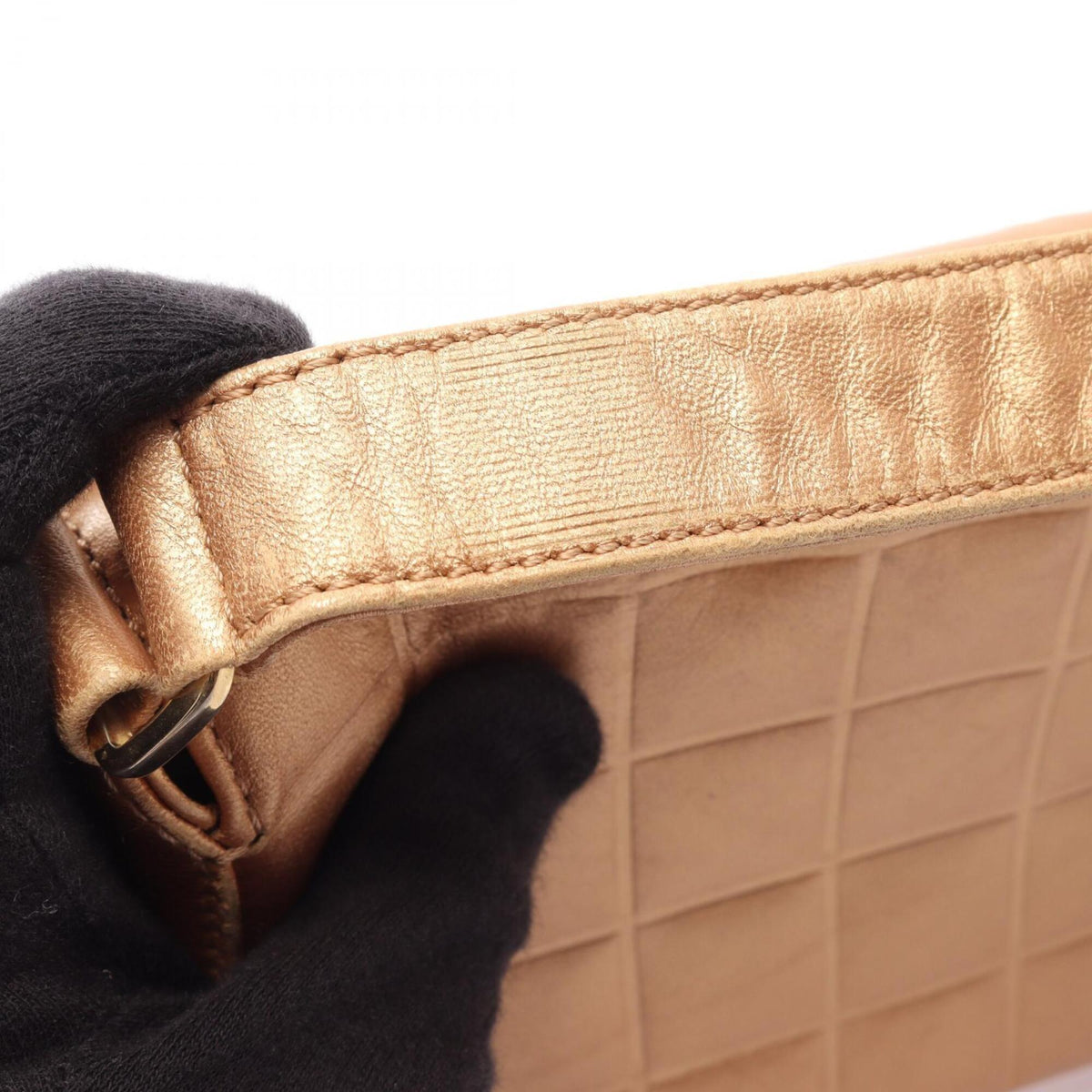 Chanel Gold Leather Handbag Shoulder Bag (Pre-Owned)