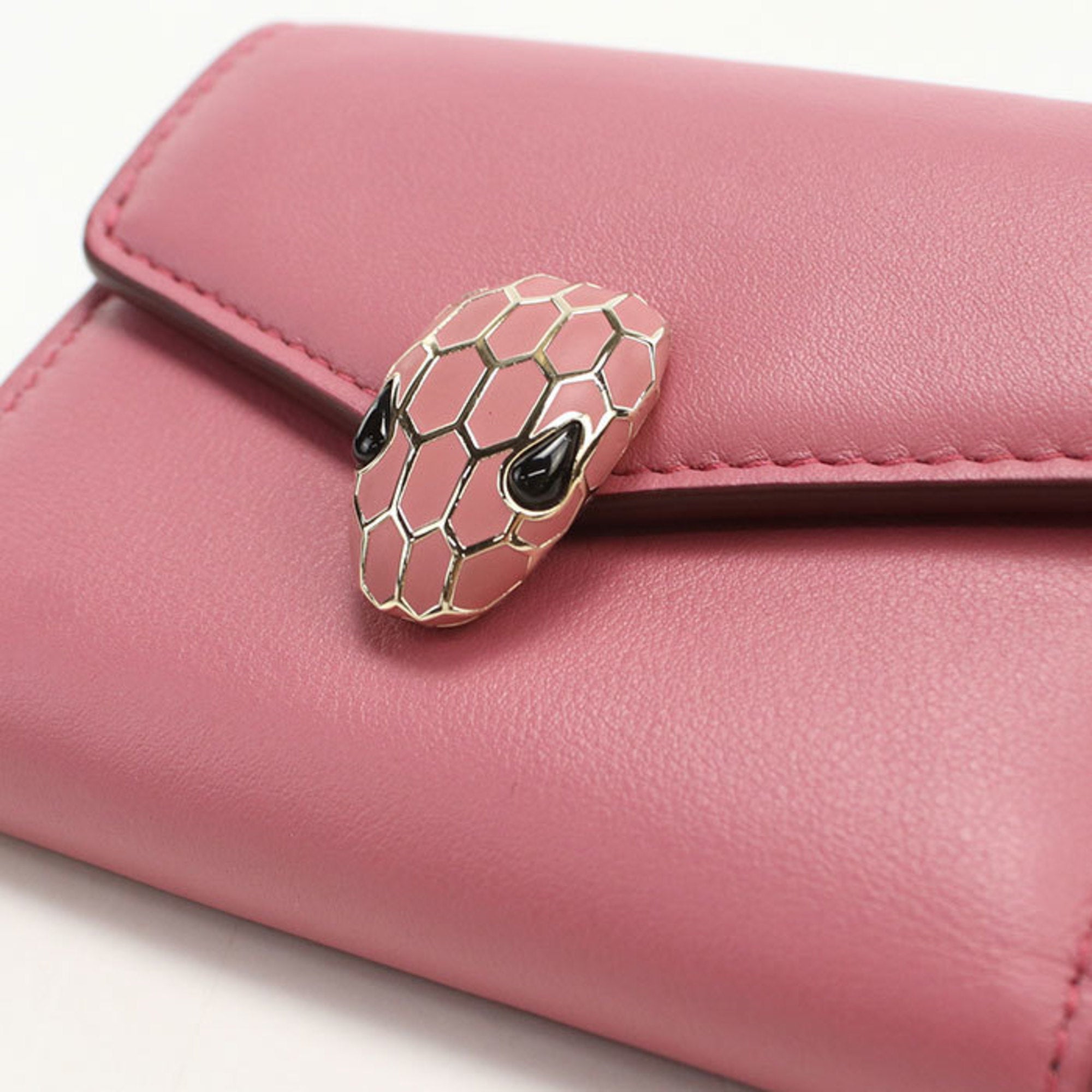 Bvlgari Pink Leather Wallet (Tri-Fold) (Pre-Owned)