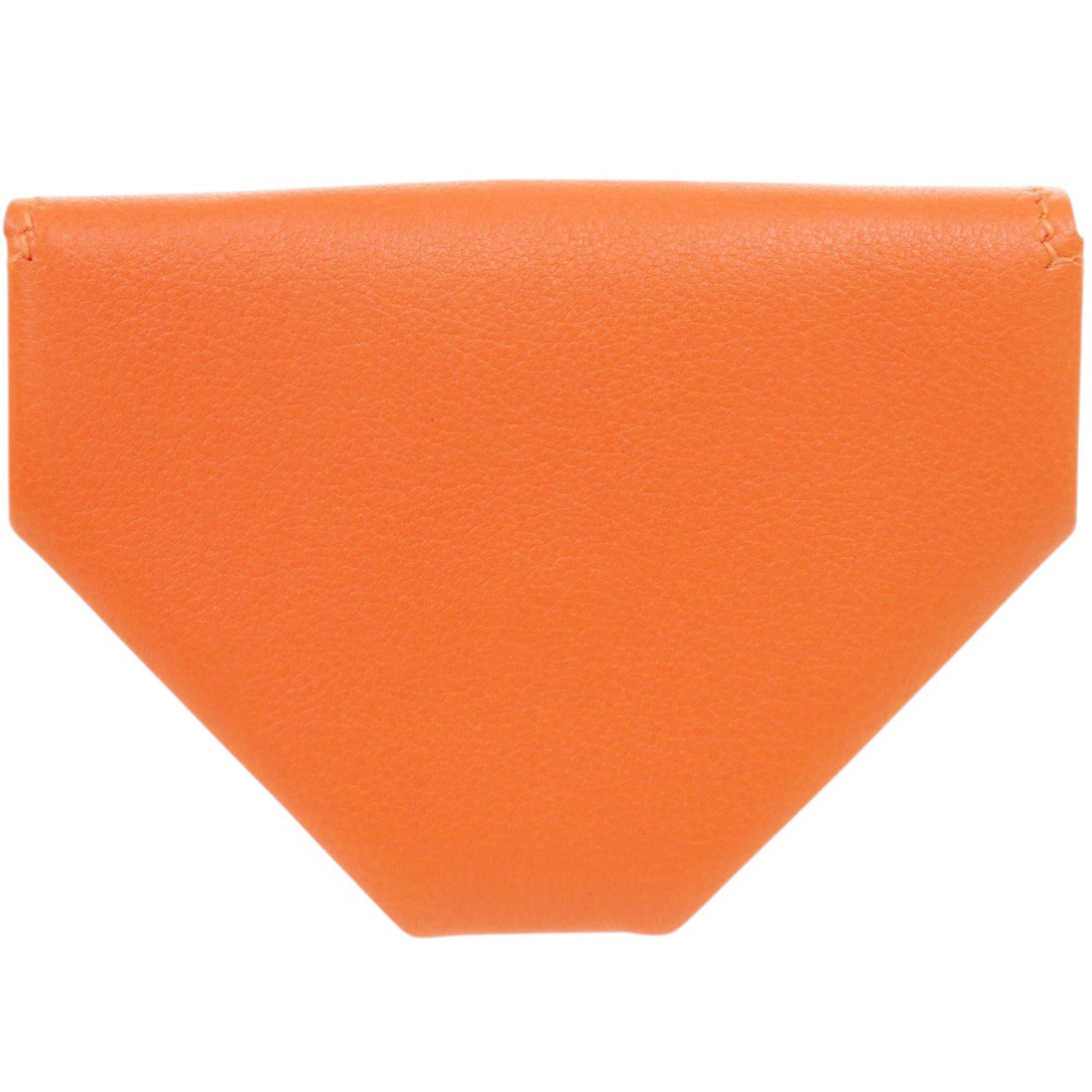 Hermes Orange Gulliver Leather Coin Purse/Coin Case (Pre-Owned)