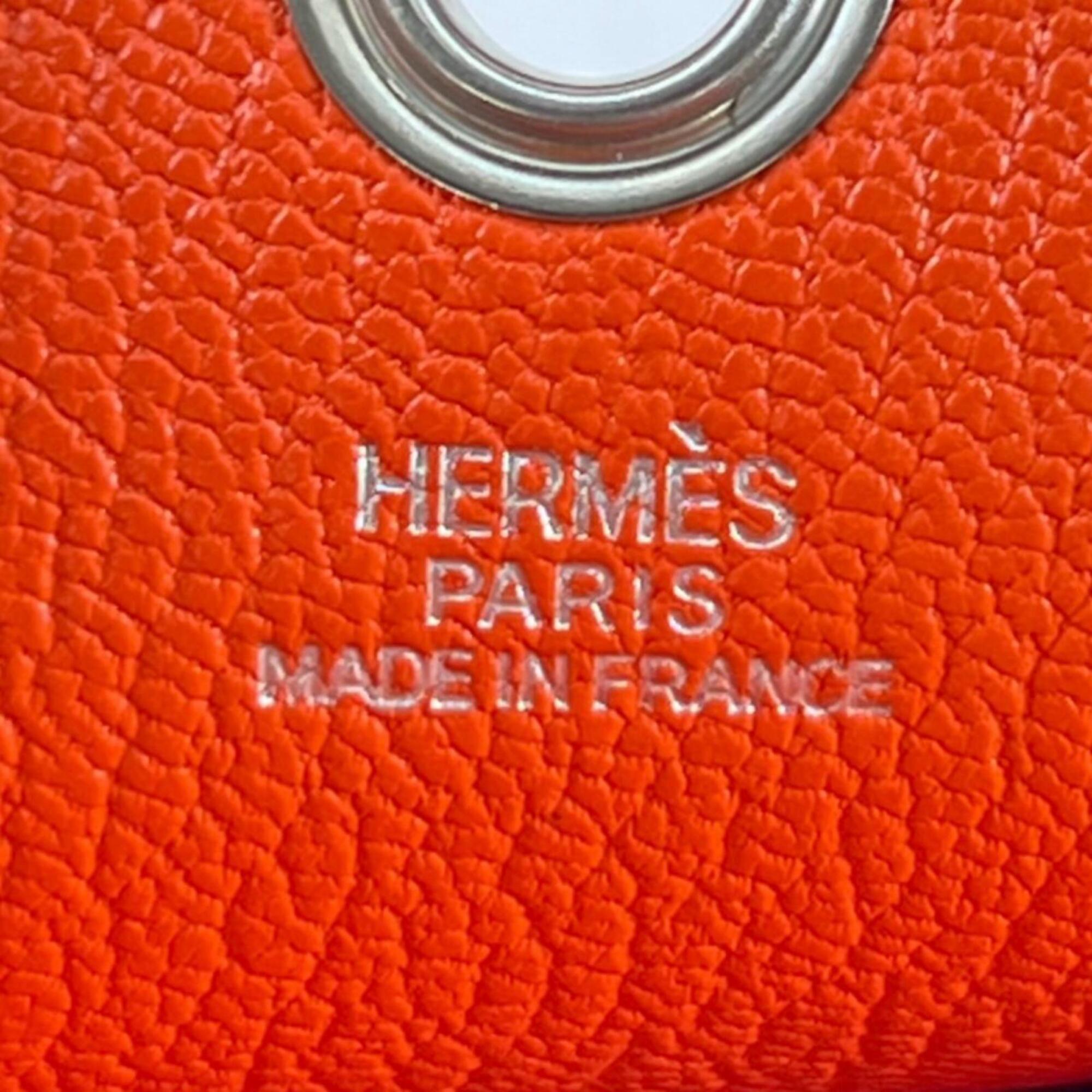 Hermes Orange Chevre Myzore Leather Pouch (Pre-Owned)