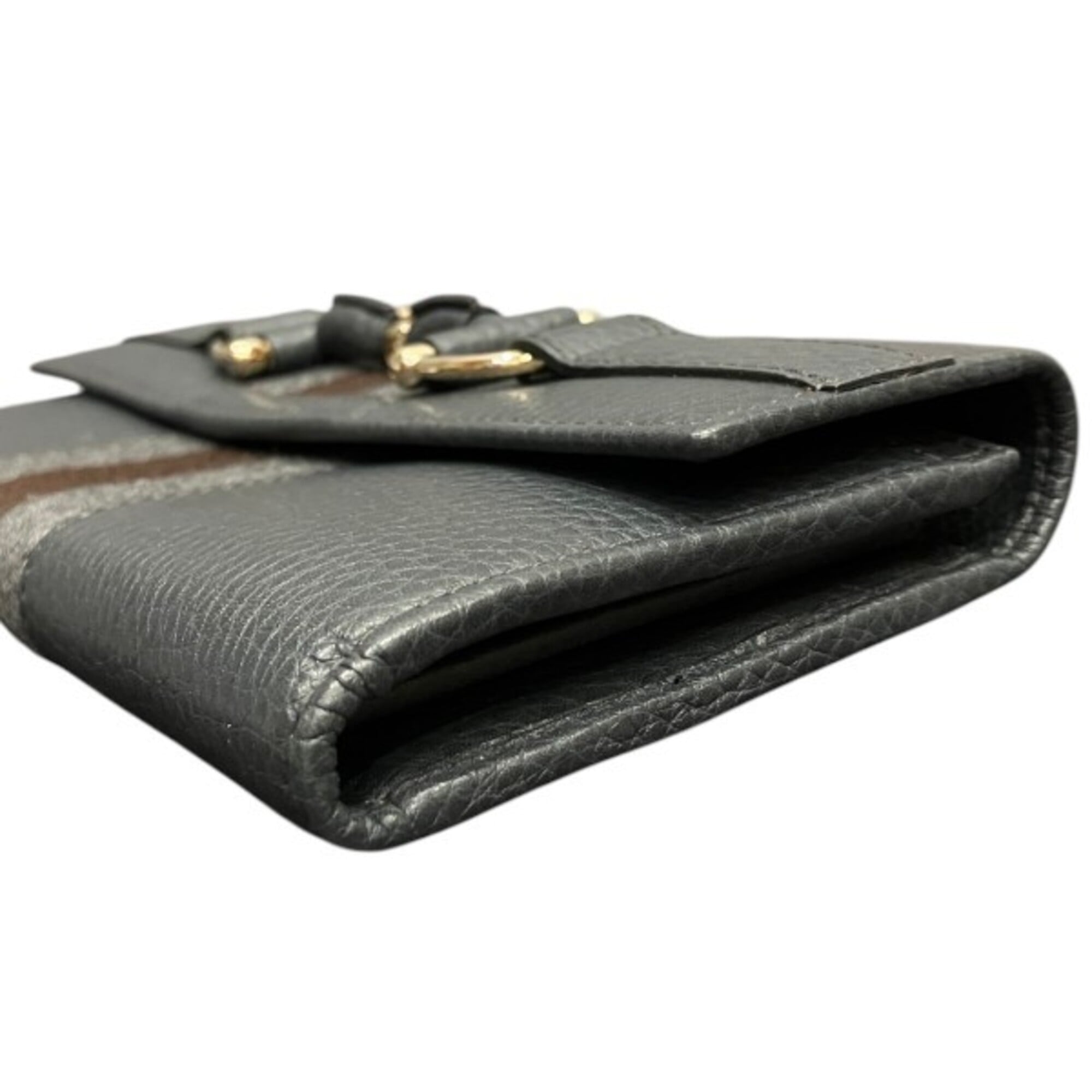Gucci Gray Leather Long Wallet (Bi-Fold) (Pre-Owned)