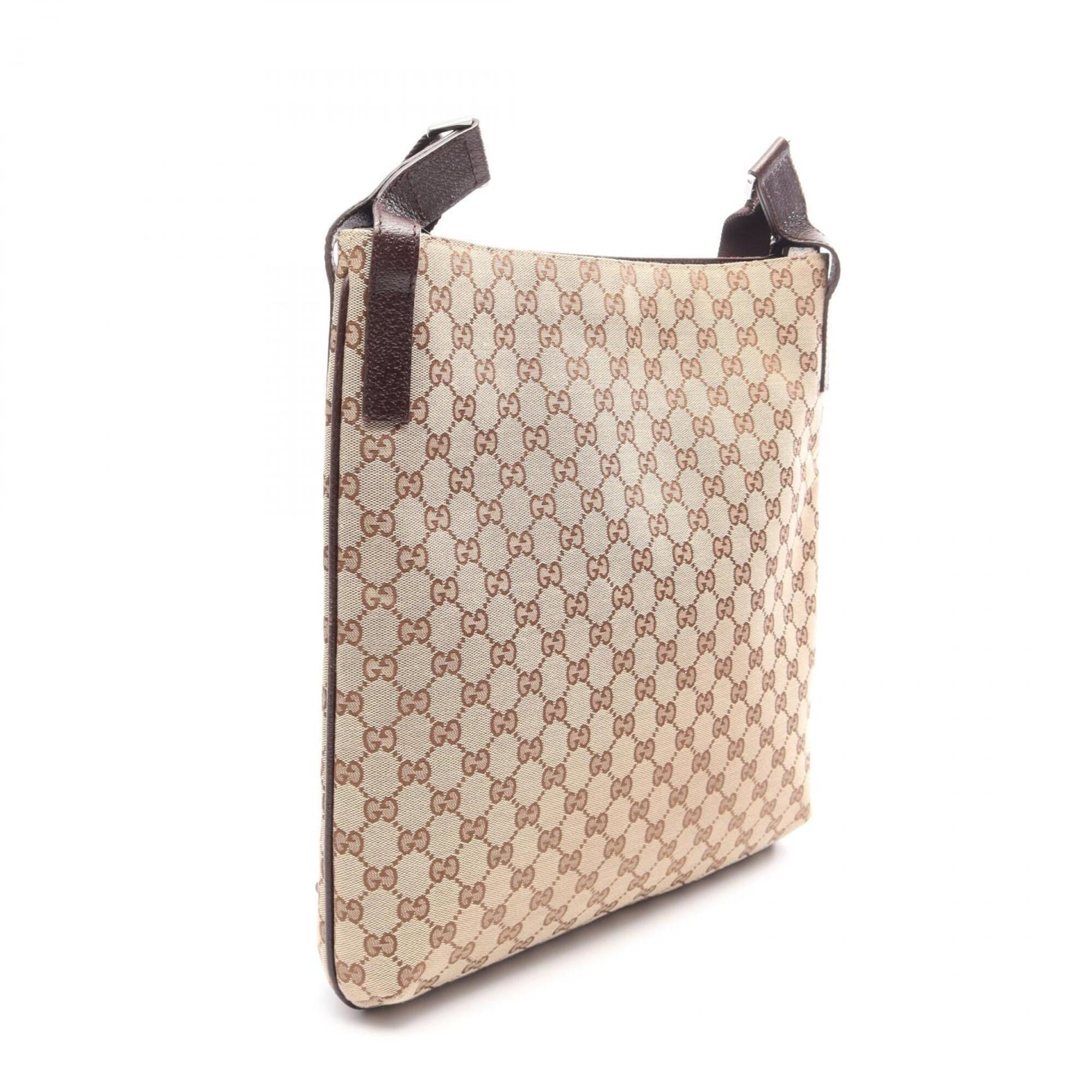 Gucci Beige Brown Canvas Leather Handbag Shoulder Bag (Pre-Owned)