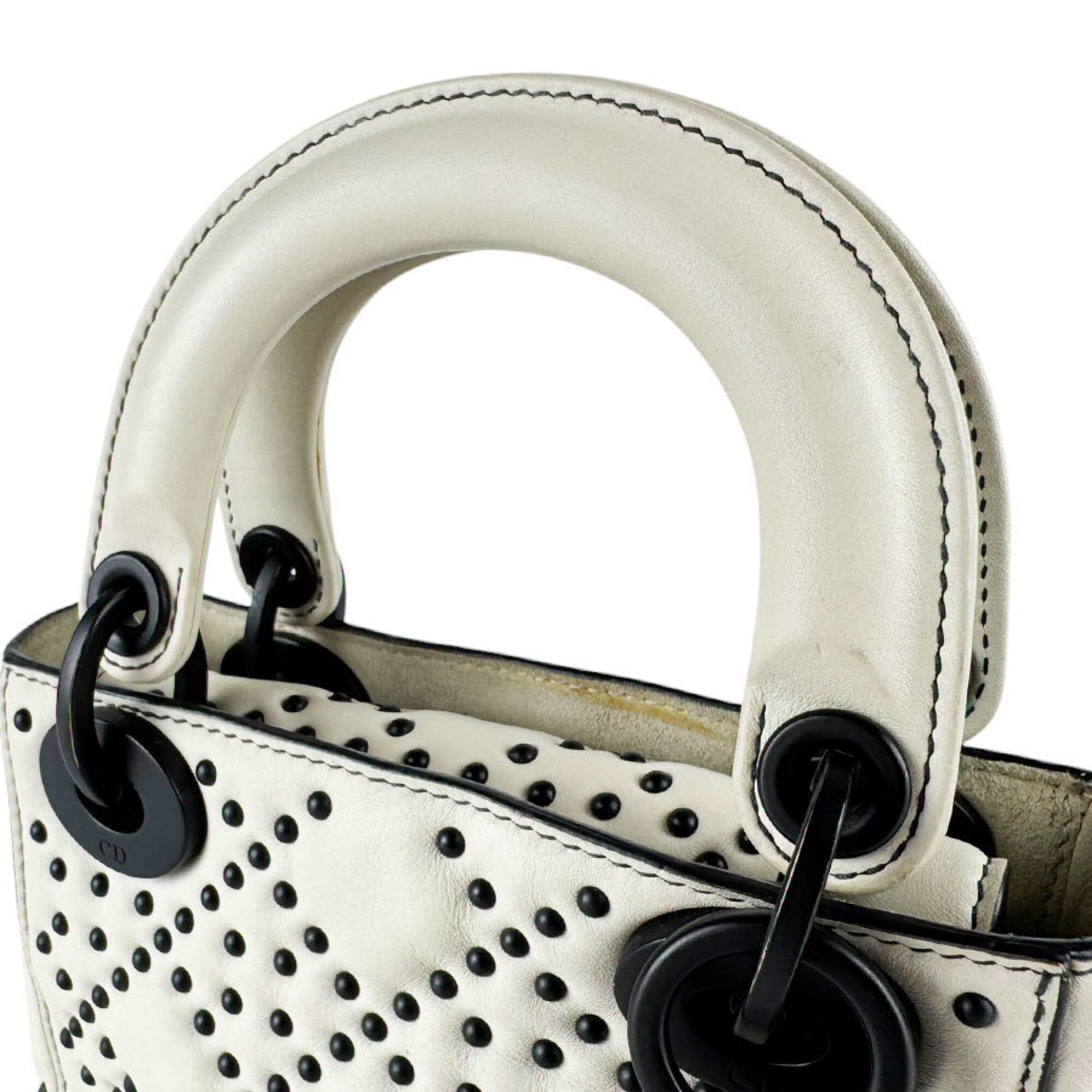 Christian Dior Black Ivory Leather Handbag Shoulder Bag (Pre-Owned)