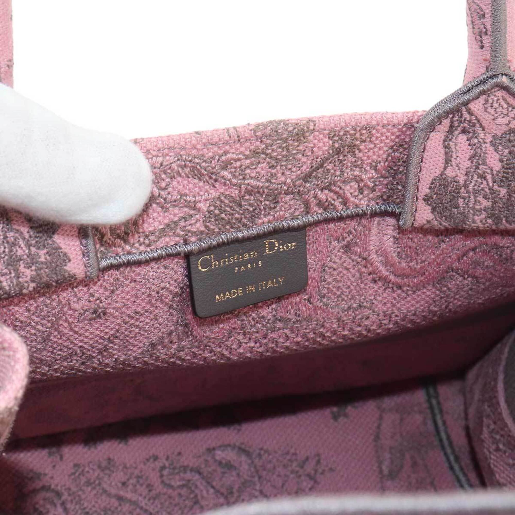 Christian Dior Gray Pink Canvas Handbag Tote Bag (Pre-Owned)